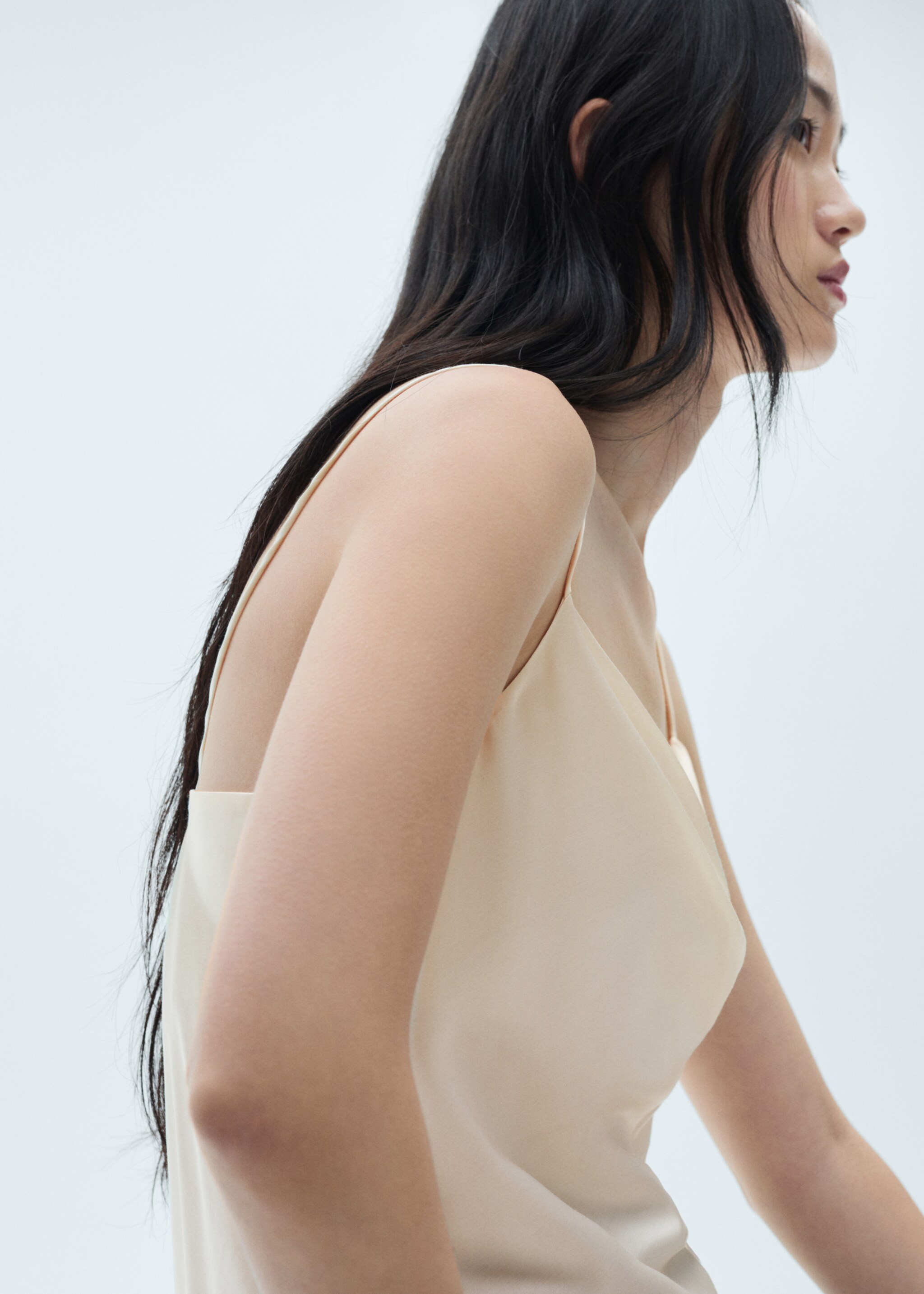 Silk satin top - Details of the article 1, Off White. Ref: 77055661-00.