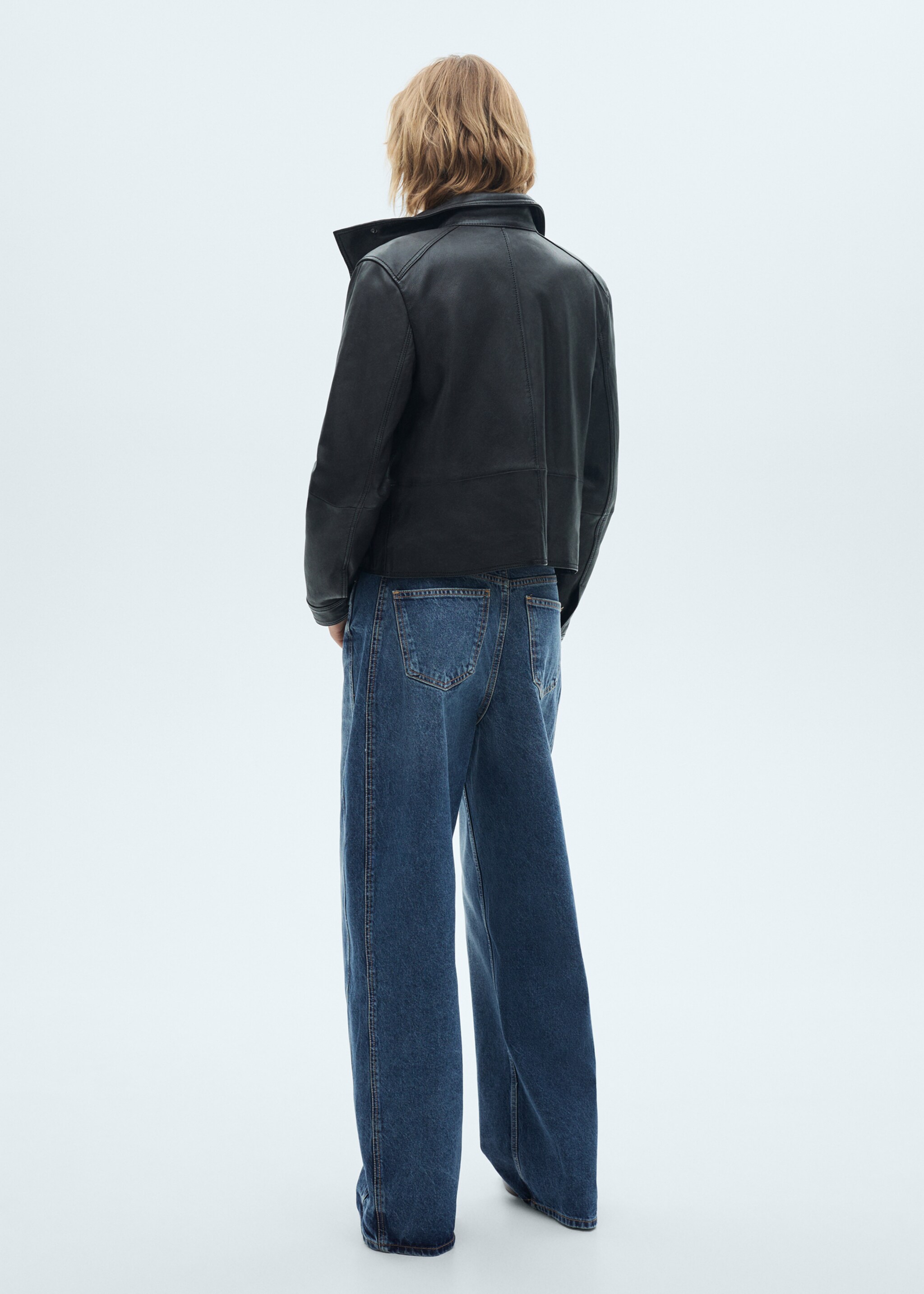 High-waist balloon jeans - Reverse of the article, Dark Blue. Ref: 77055666-00.