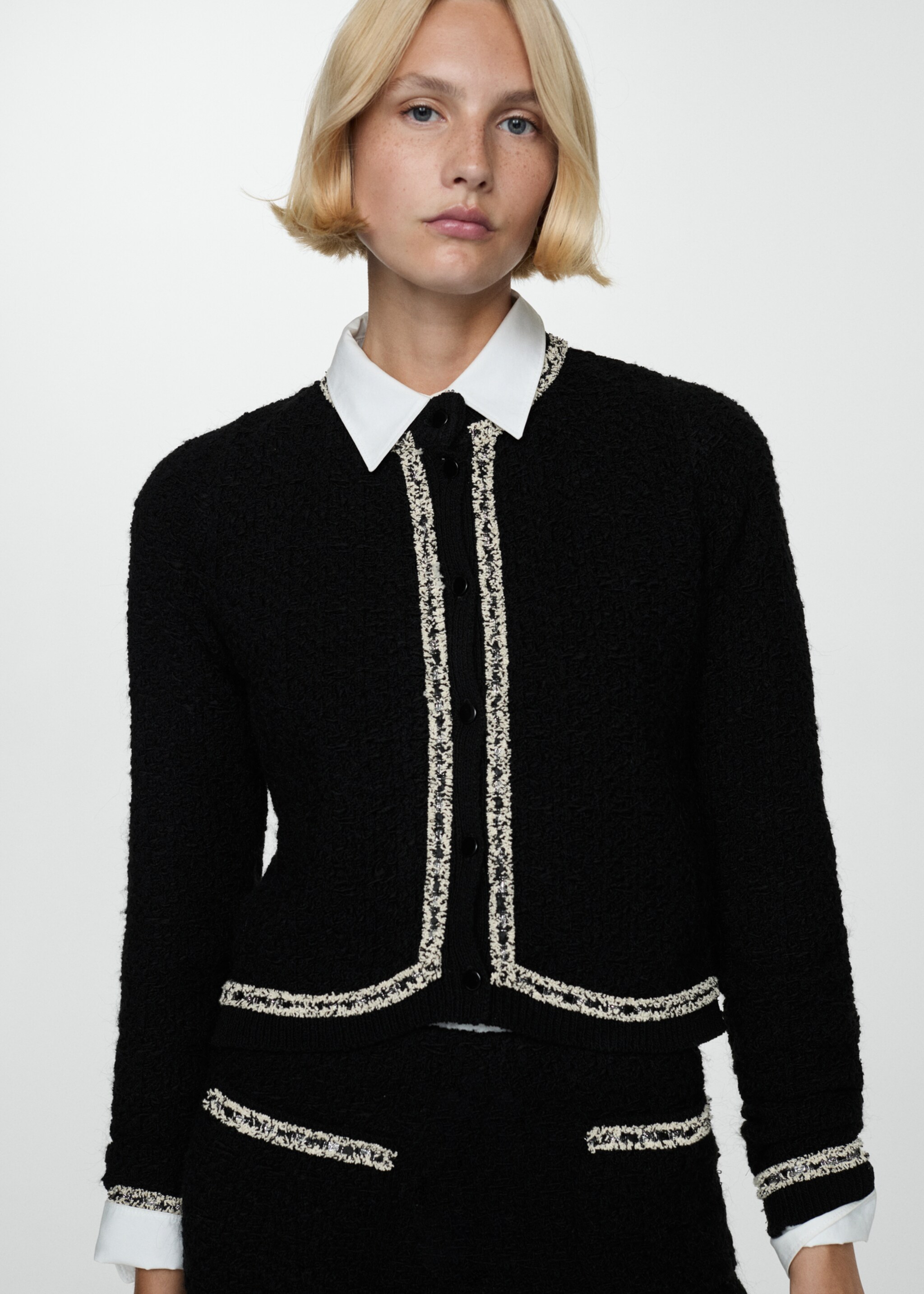Bicolour tweed jacket - Medium plane, Black. Ref: 77055670-00.