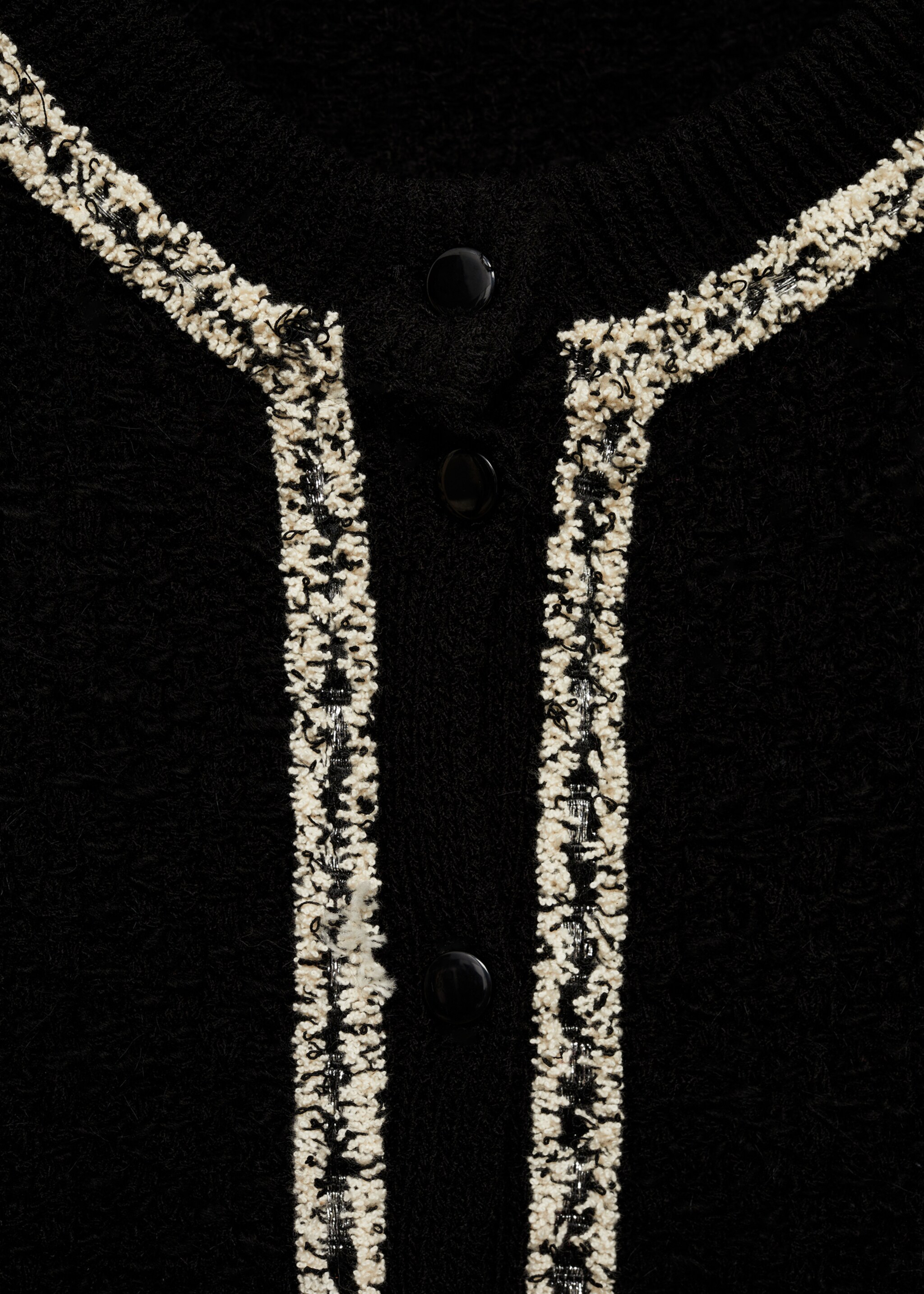 Bicolour tweed jacket - Details of the article 8, Black. Ref: 77055670-00.