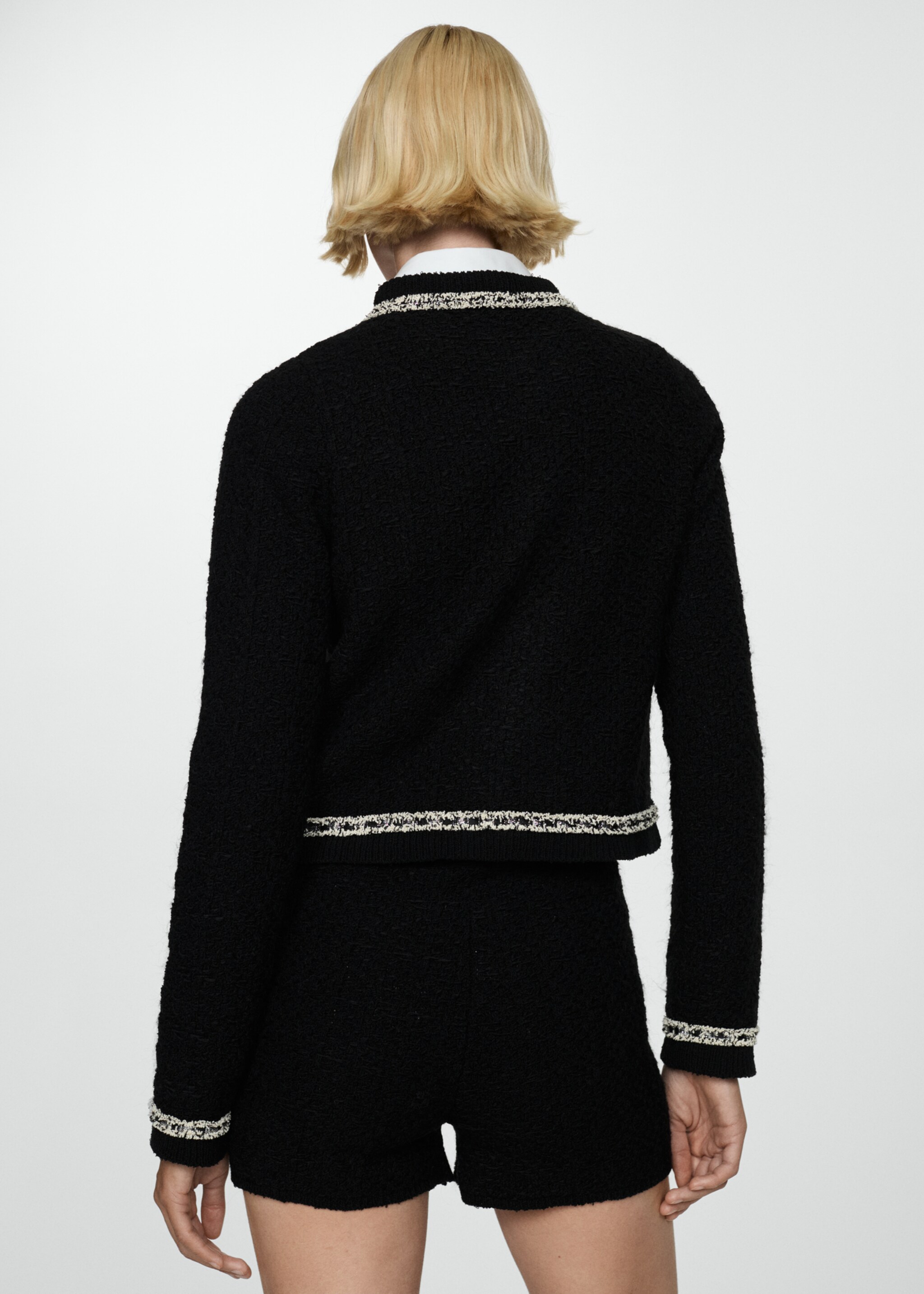 Bicolour tweed jacket - Reverse of the article, Black. Ref: 77055670-00.