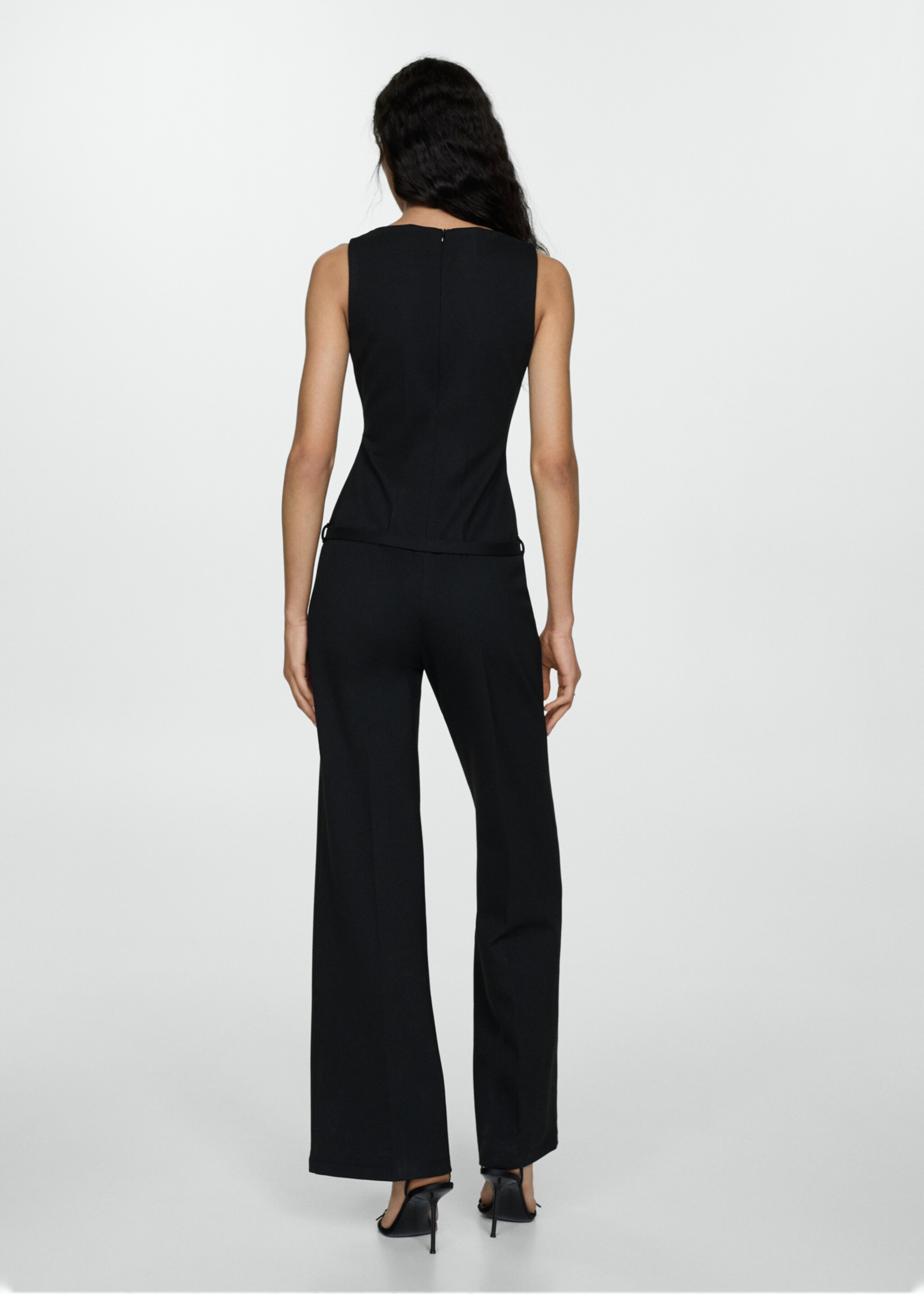 Belt long jumpsuit - Reverse of the article, Black. Ref: 77055672-00.