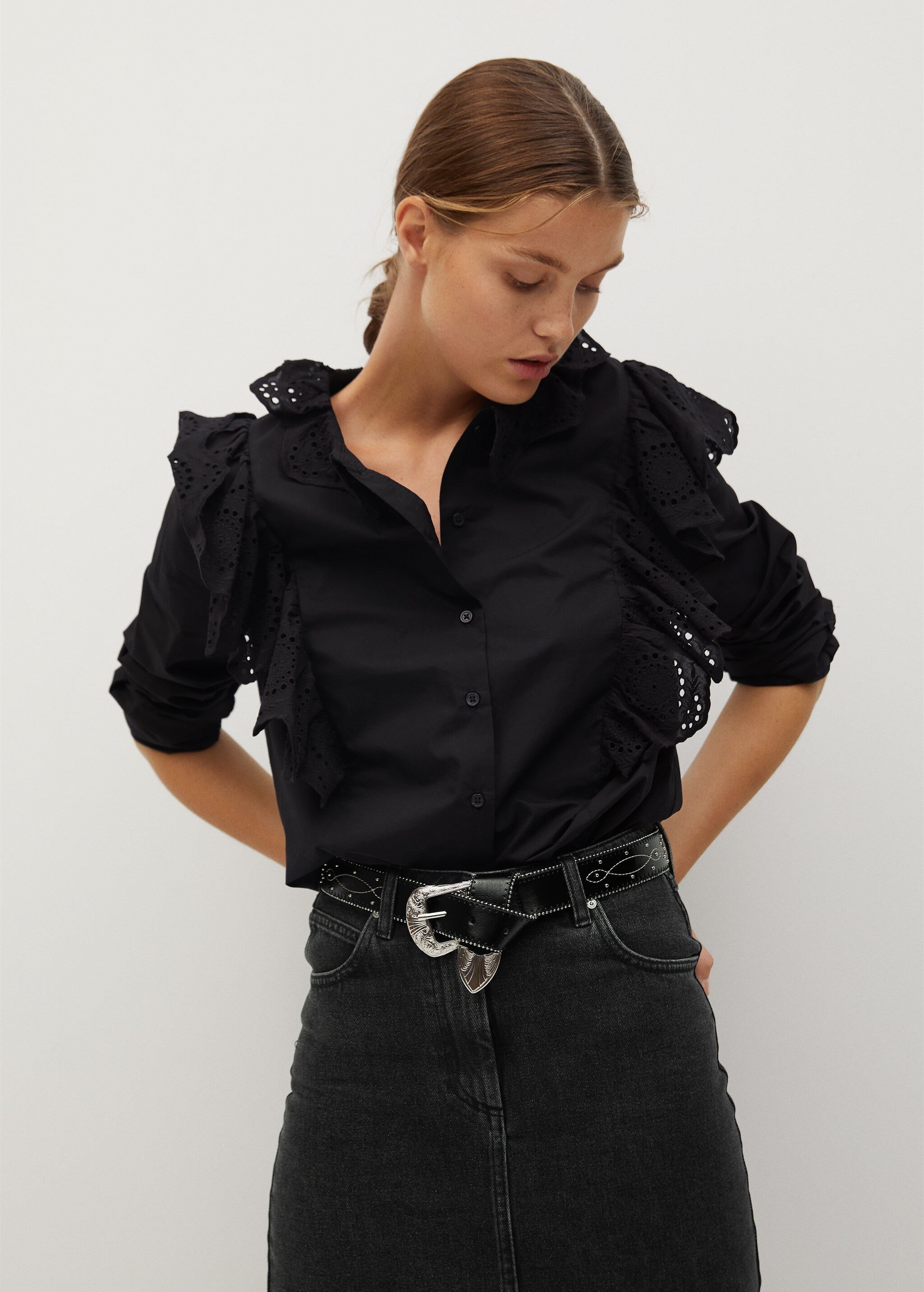 Blusa algodón volantes - Plano medio