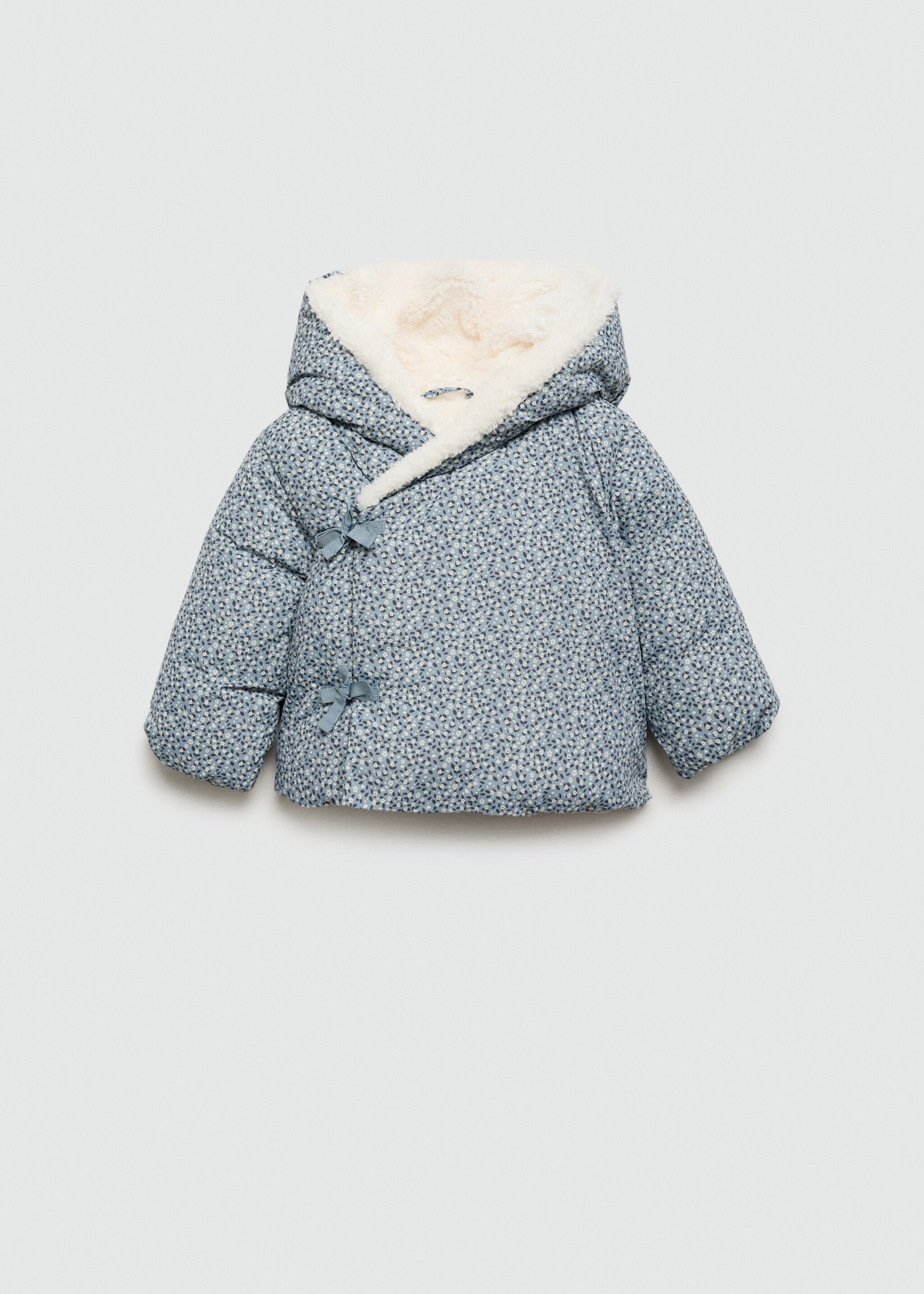 Anorak en imprimé fleuri imitation fourrure - Article sans modèle, Vert pastel. Ref: 77055965-00.