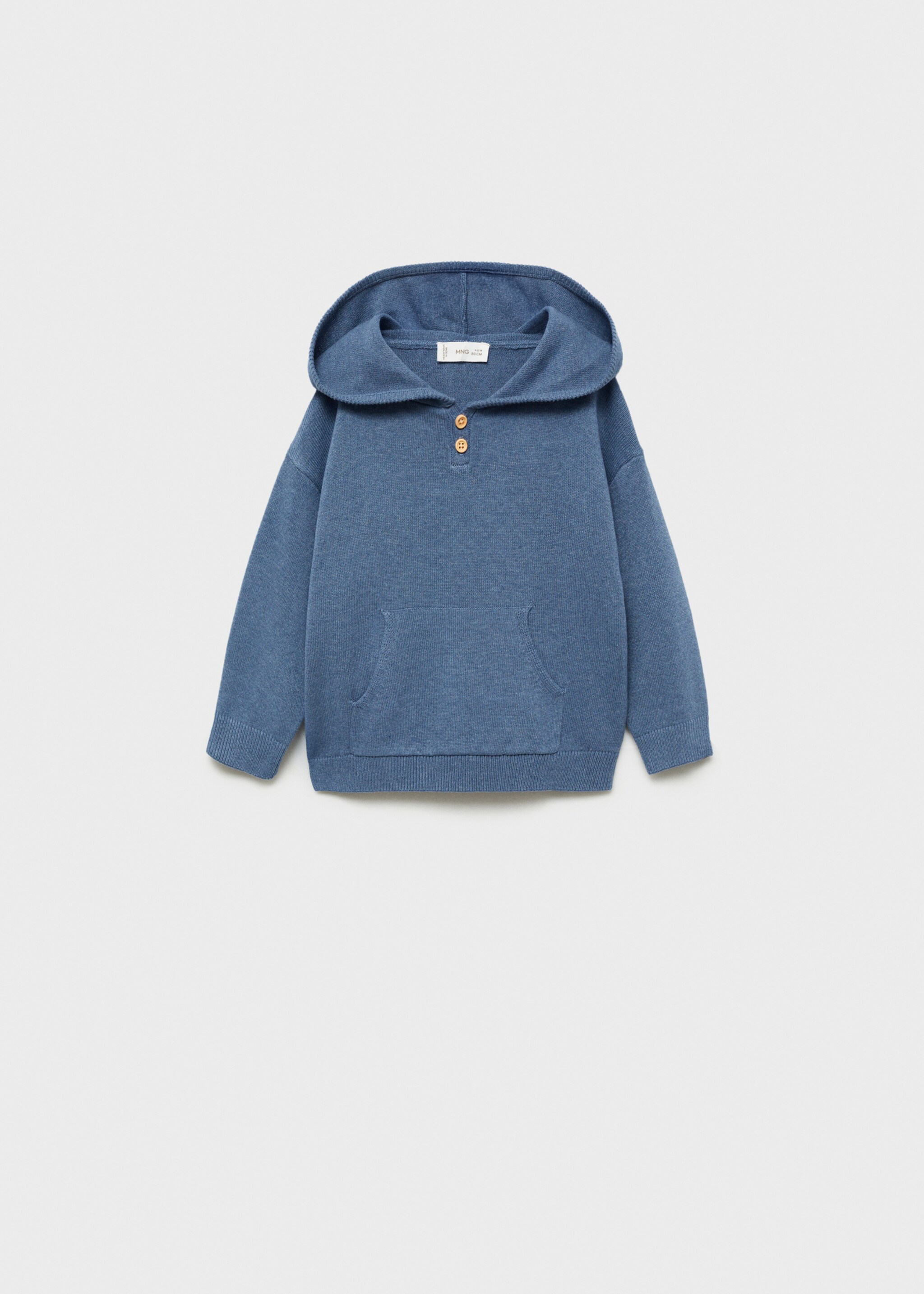 Hooded knit sweater - Article without model, Blue. Ref: 77055966-00.