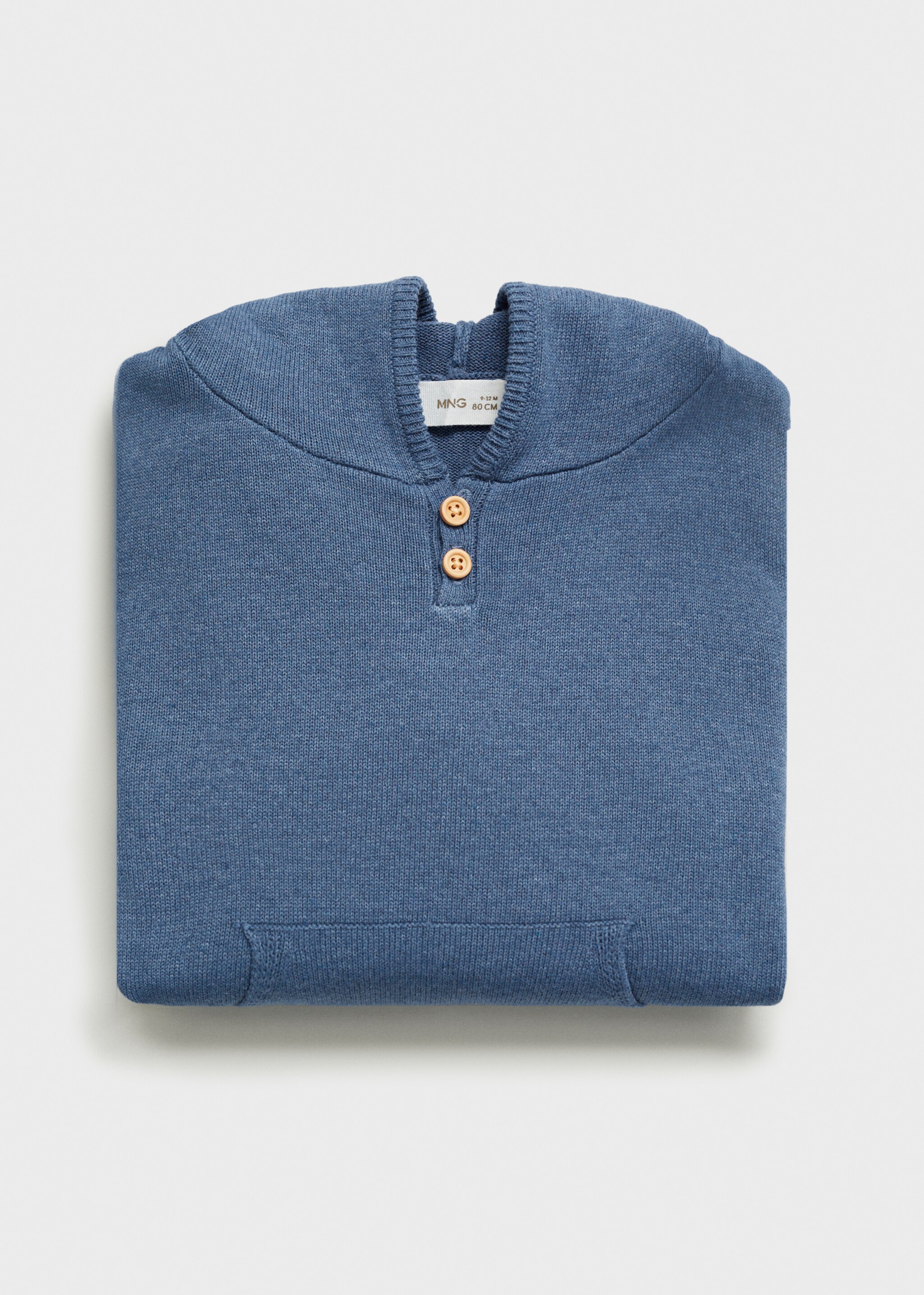 Hooded knit sweater - Details of the article 0, Blue. Ref: 77055966-00.