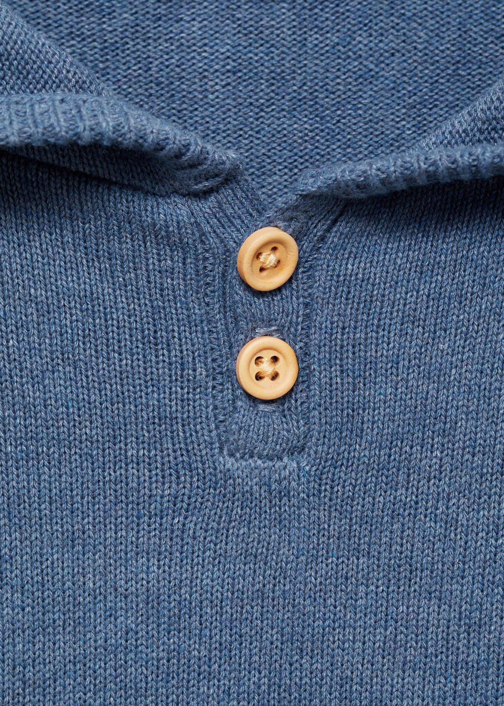 Hooded knit sweater - Details of the article 8, Blue. Ref: 77055966-00.