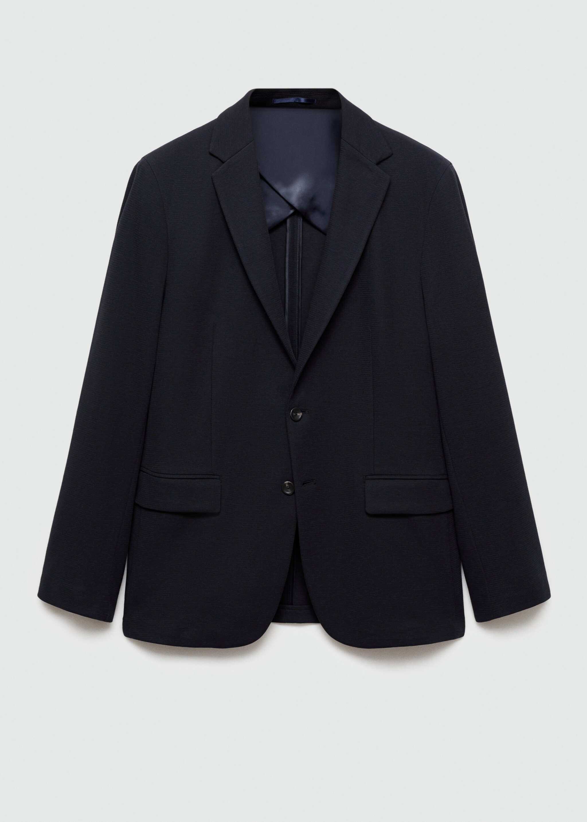 Slim Fit-Baumwollblazer mit Mikrostruktur - Artikel ohne Model, Dunkles Marineblau. Ref: 77055970-00.
