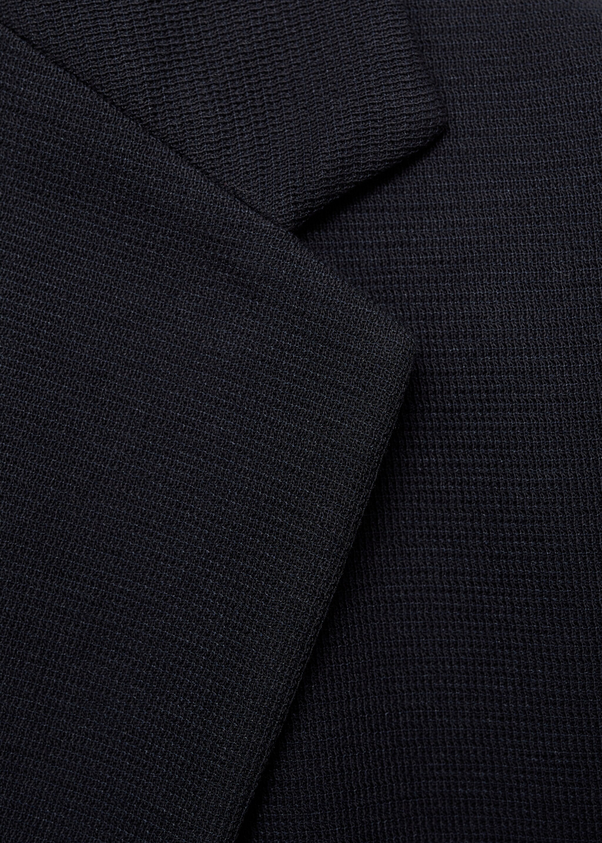 Slim Fit-Baumwollblazer mit Mikrostruktur - Detail des Artikels 8, Dunkles Marineblau. Ref: 77055970-00.
