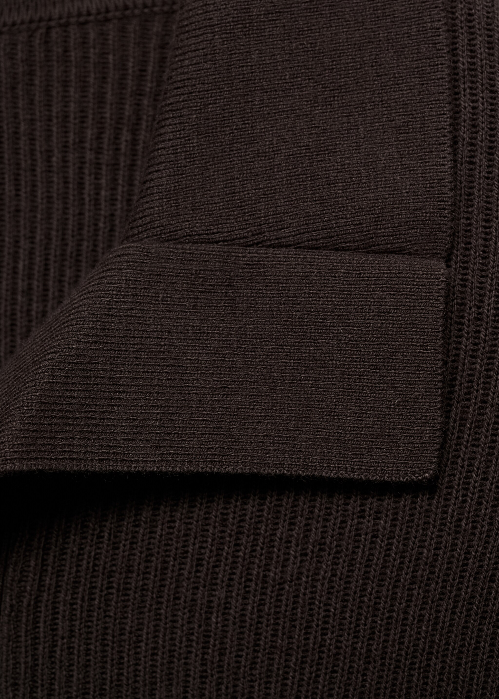 Fine-knit ribbed cotton polo shirt - Details of the article 8, Chocolate. Ref: 77055972-00.