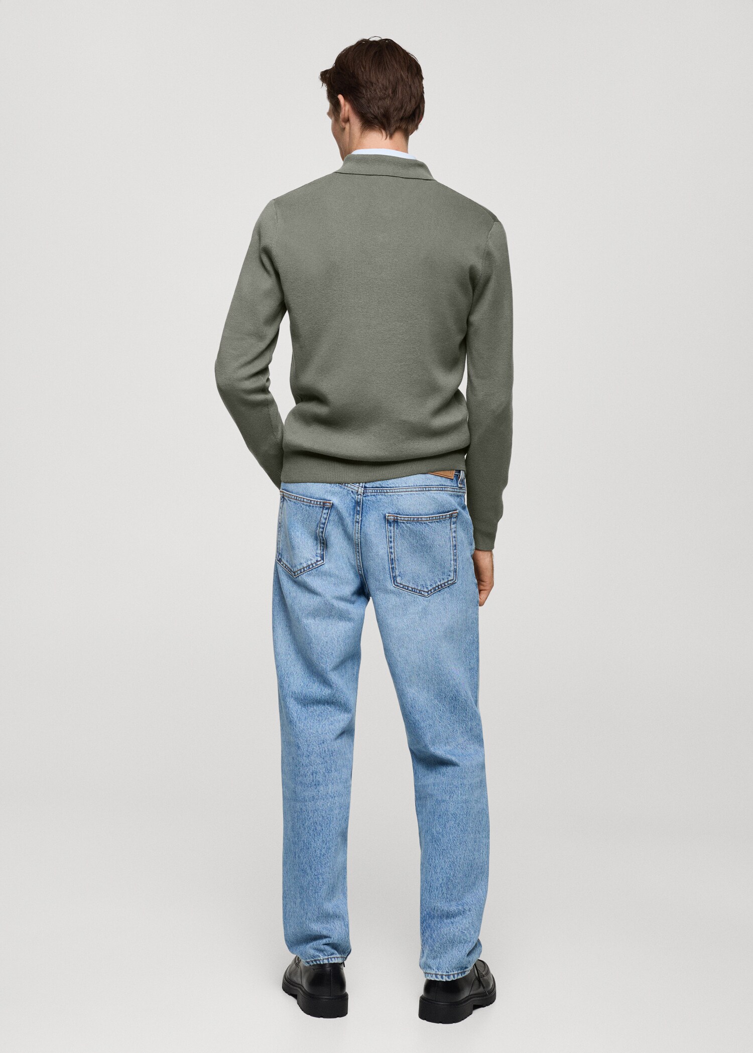 Fine cotton-knit polo sweater - Reverse of the article