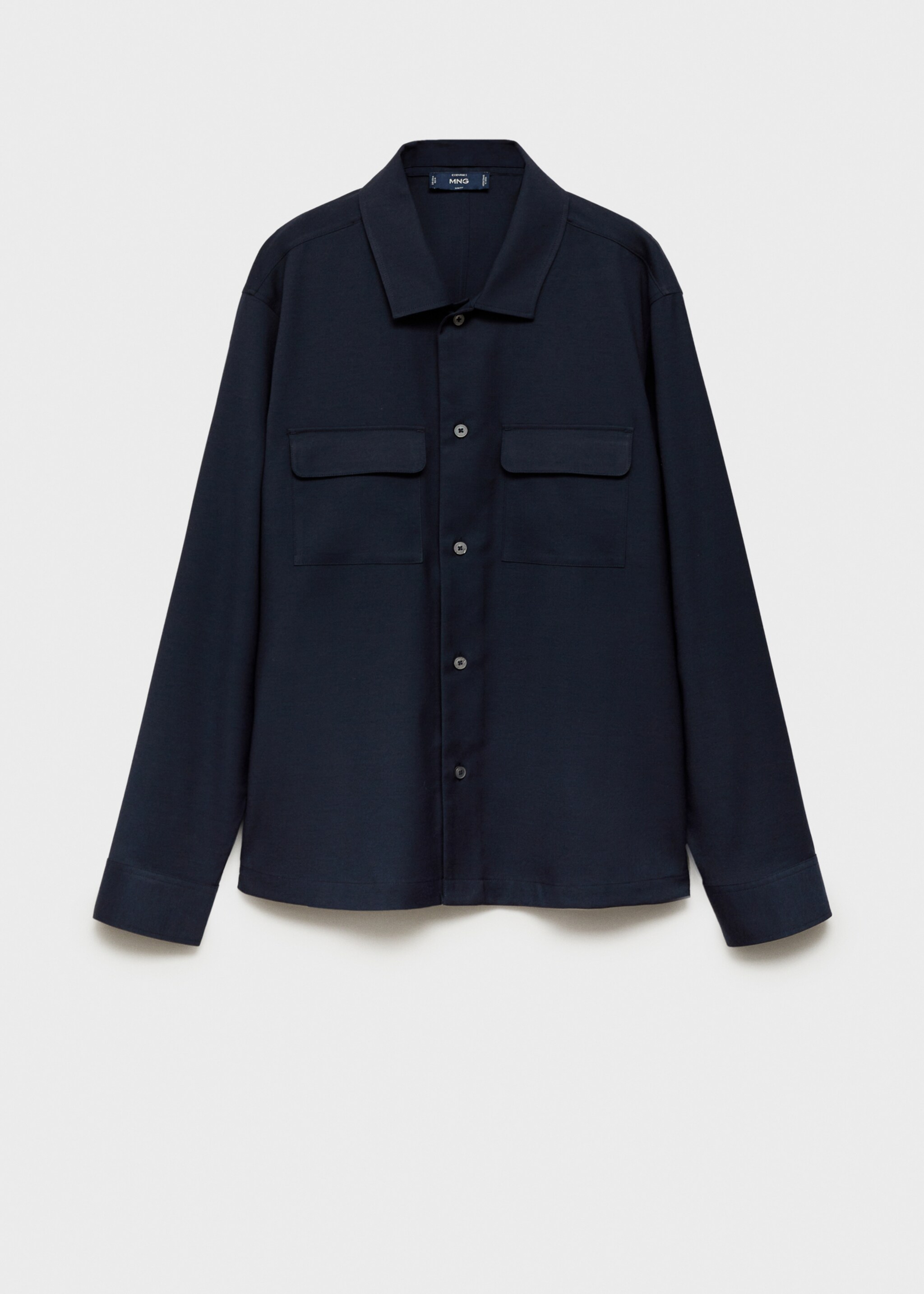 Slim-fit overshirt with pockets - Article without model, Dark Navy. Ref: 77055974-00.