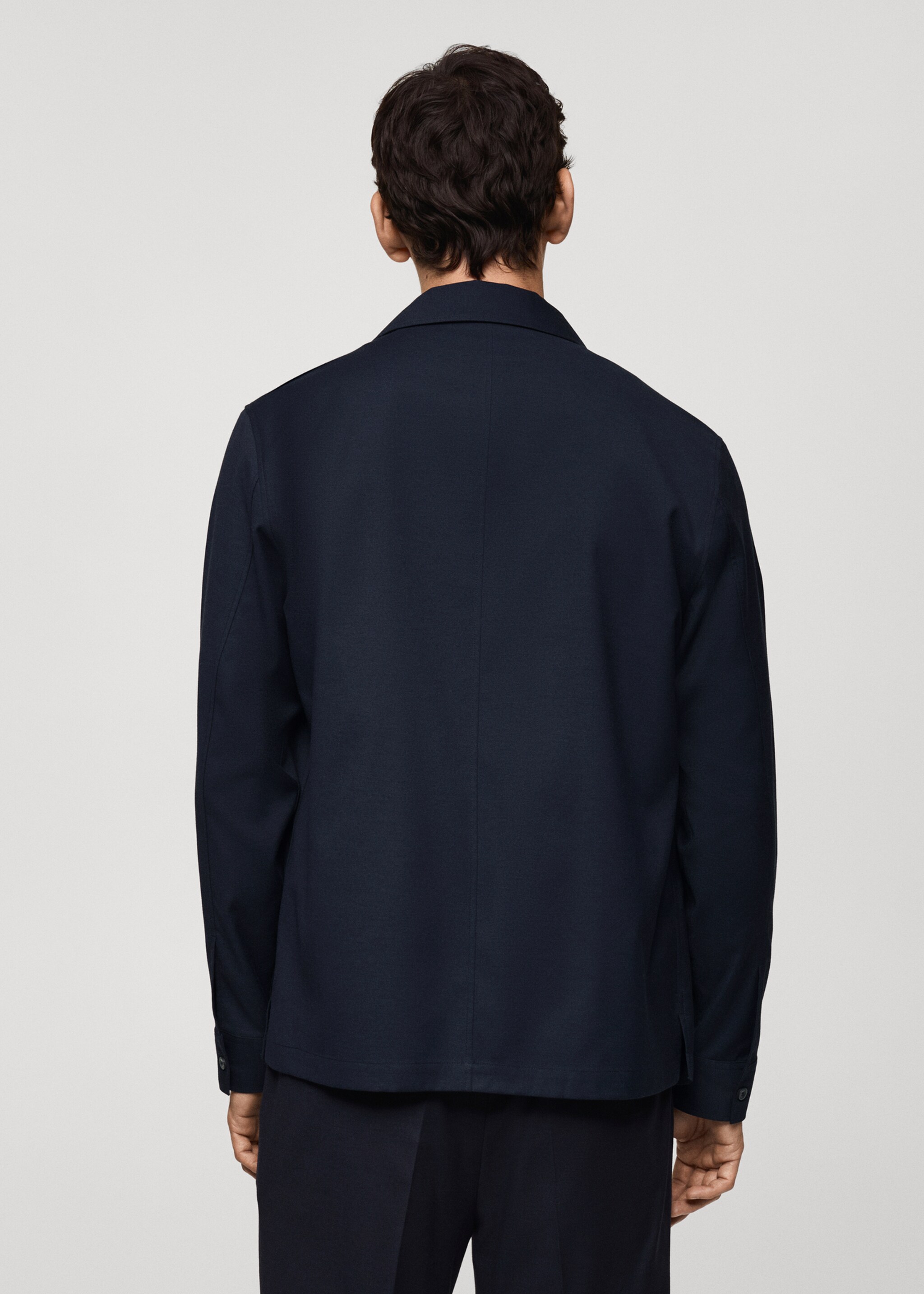 Slim-fit overshirt with pockets - Reverse of the article, Dark Navy. Ref: 77055974-00.