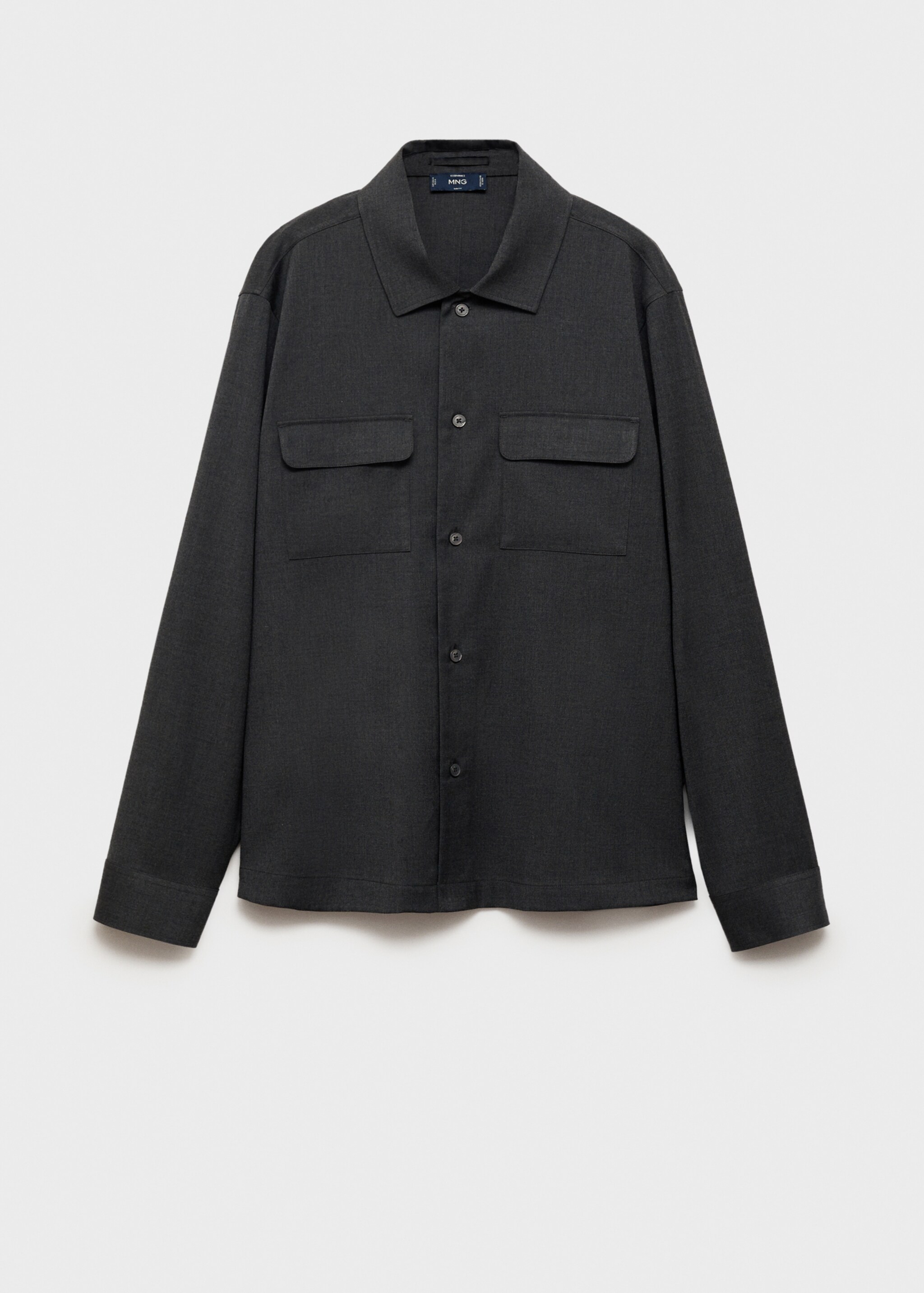 Slim-fit overshirt with pockets - Article without model, Dark Heather Grey. Ref: 77055974-00.