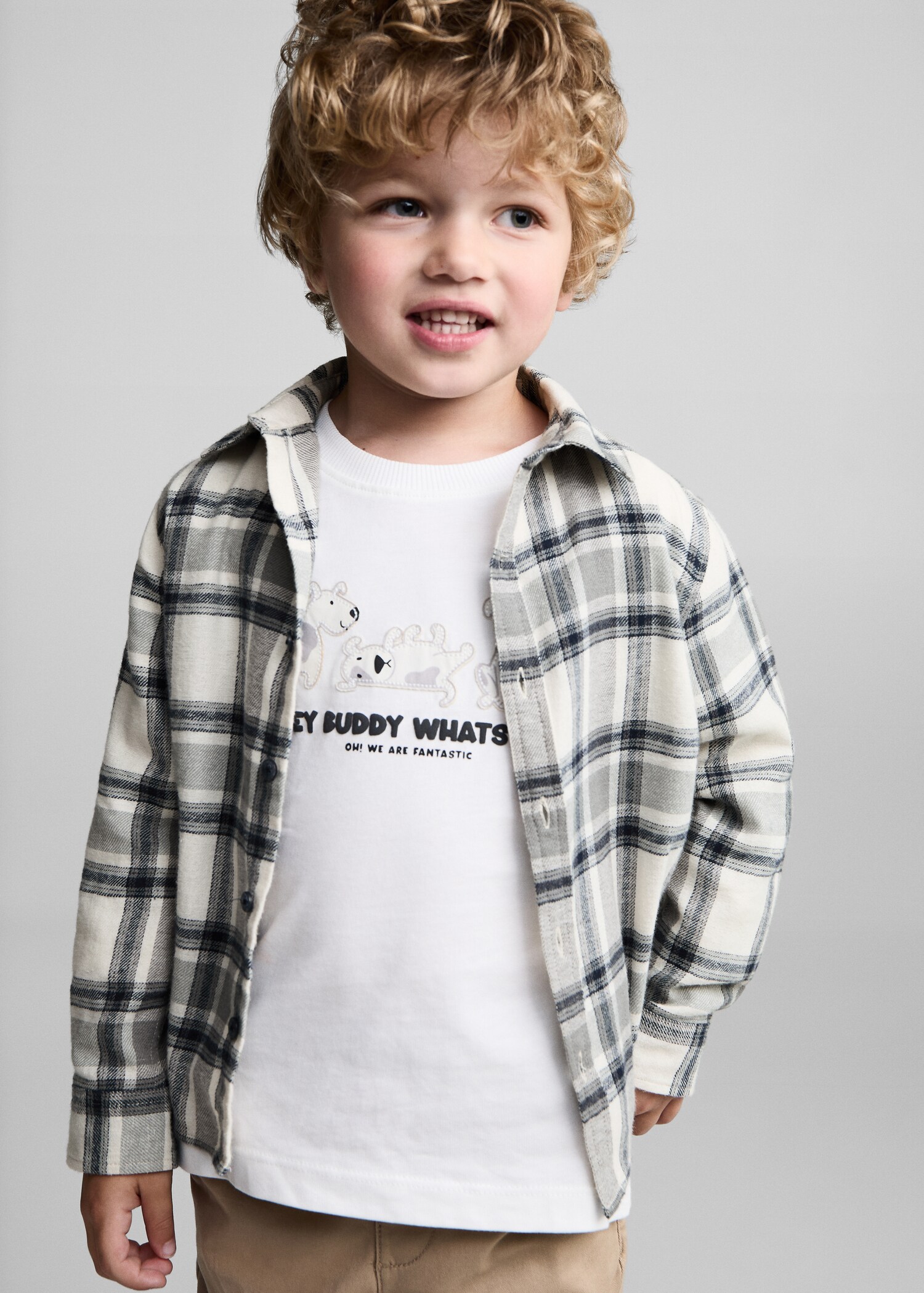 Camisa algodón cuadros - Plano medio