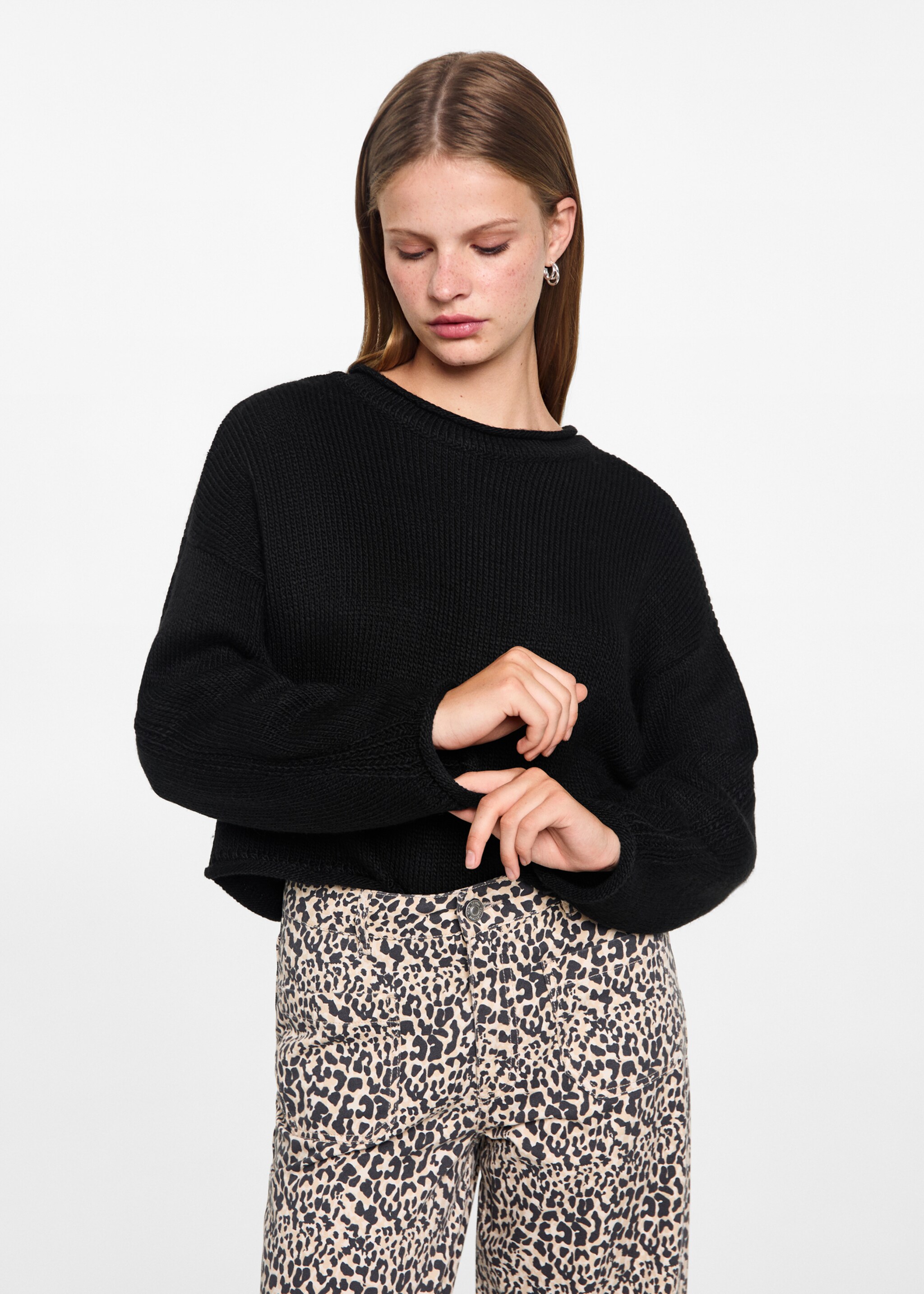 Knit sweater - Medium plane, Black. Ref: 77055983-00.