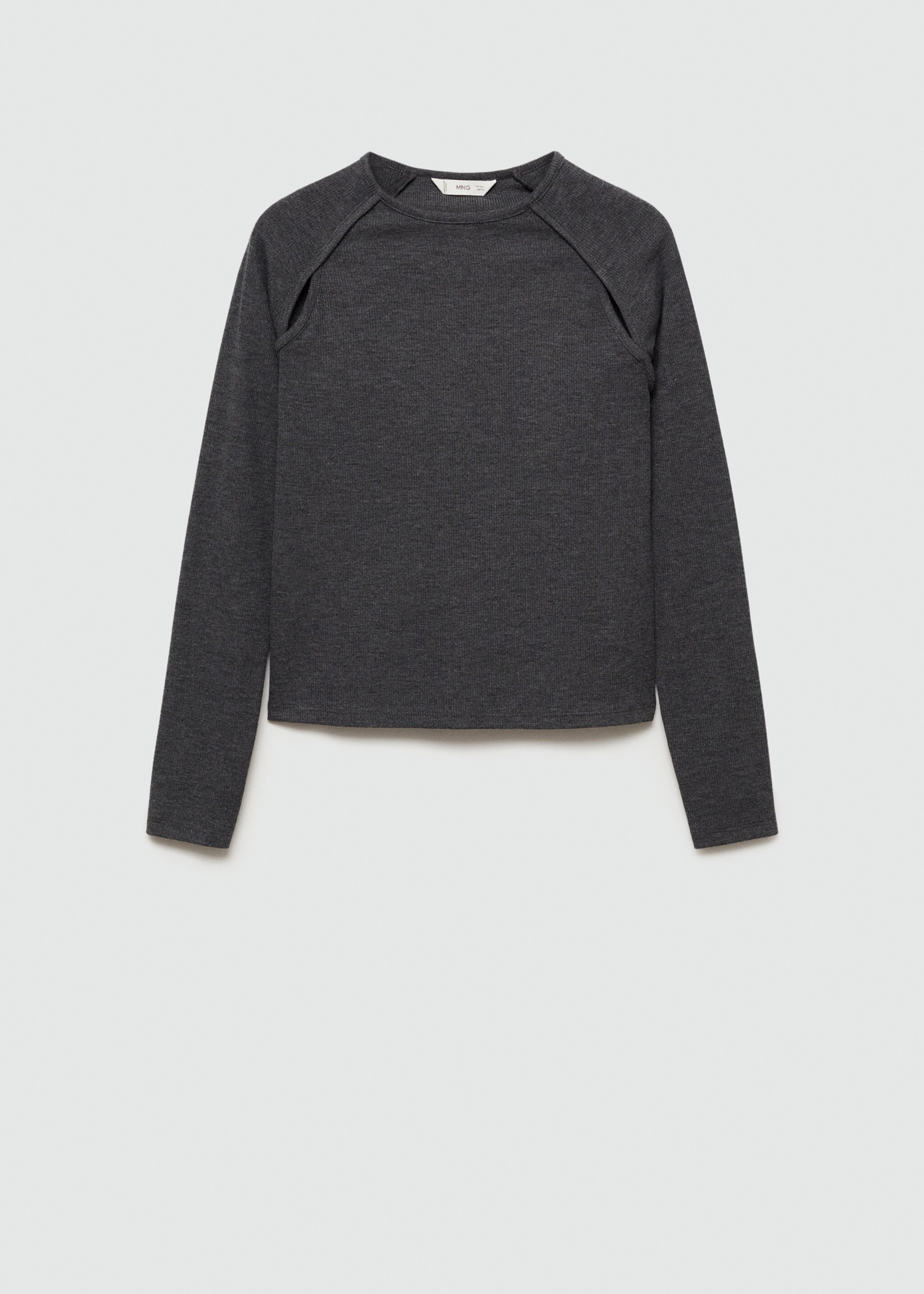 Long-sleeve t-shirt with cut-out - Article without model, Grey. Ref: 77055985-00.