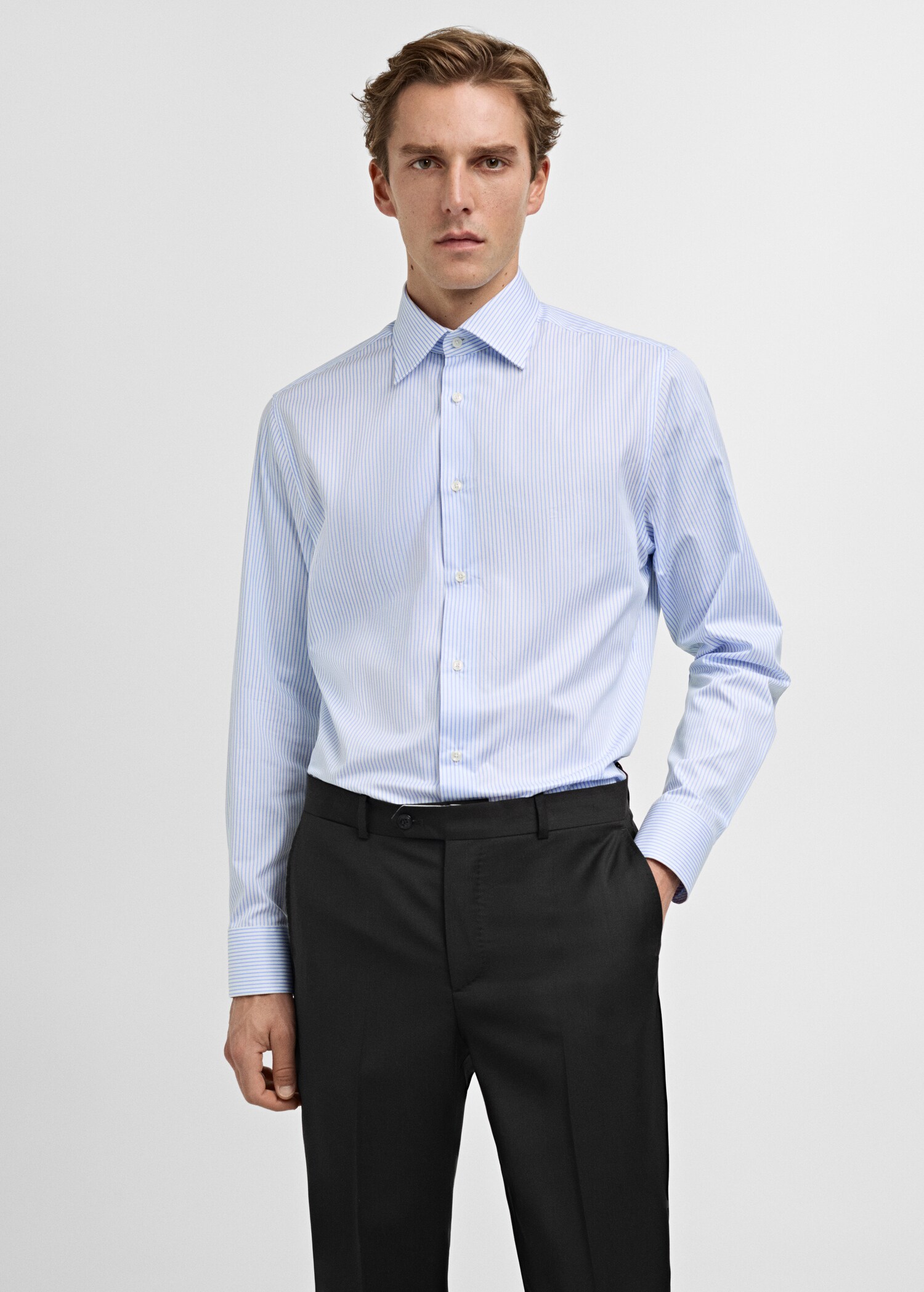 100% cotton slim-fit striped shirt - Medium plane