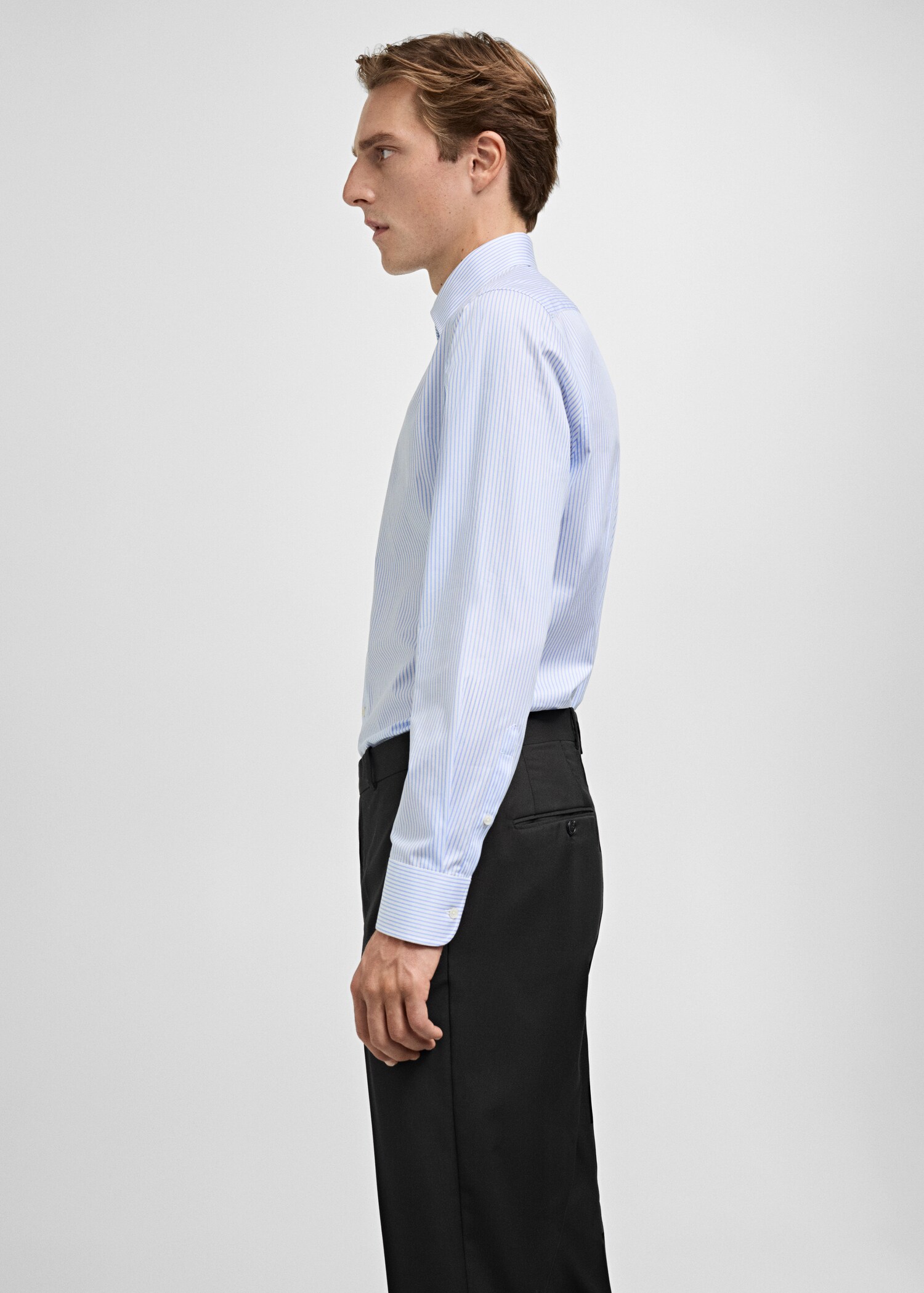 100% cotton slim-fit striped shirt - Details of the article 2