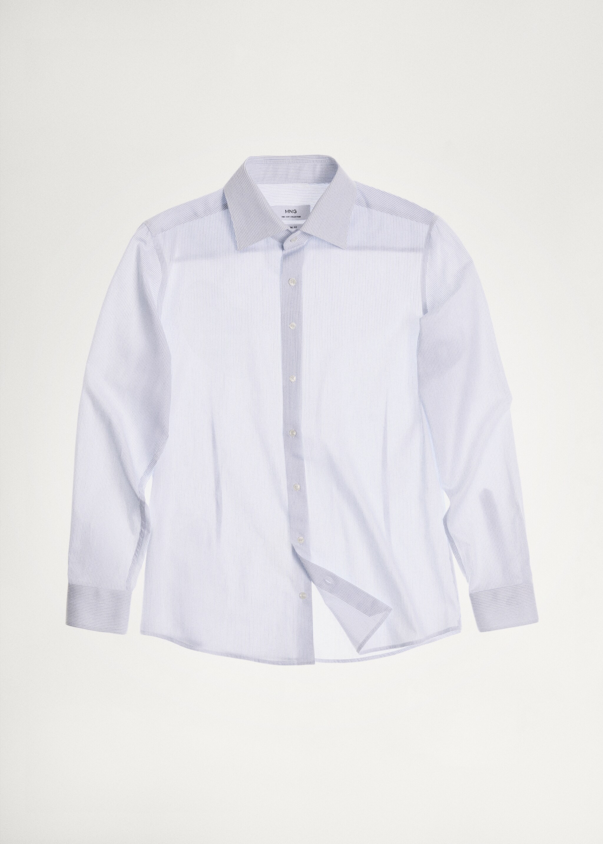 100% cotton slim-fit striped shirt - Details of the article 5, Blue. Ref: 77055986-00.