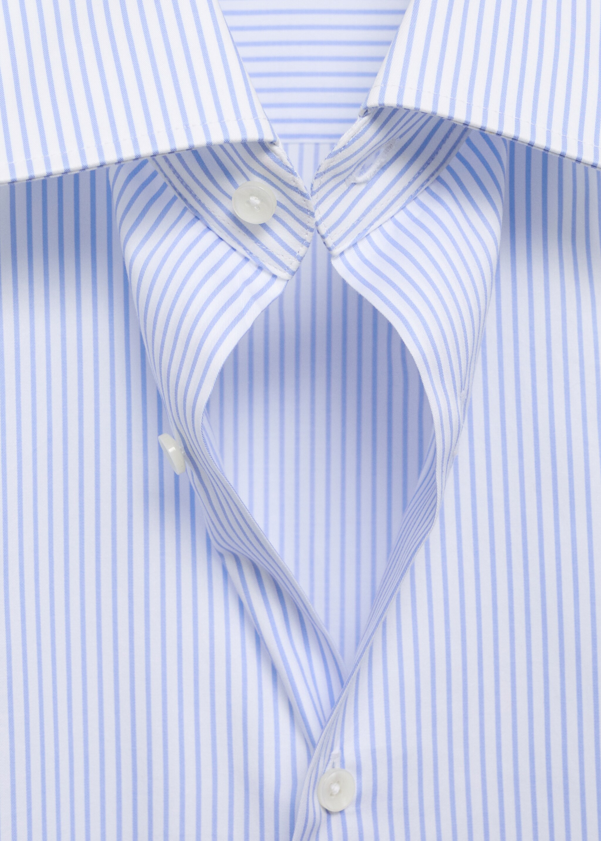 100% cotton slim-fit striped shirt - Details of the article 8, Blue. Ref: 77055986-00.