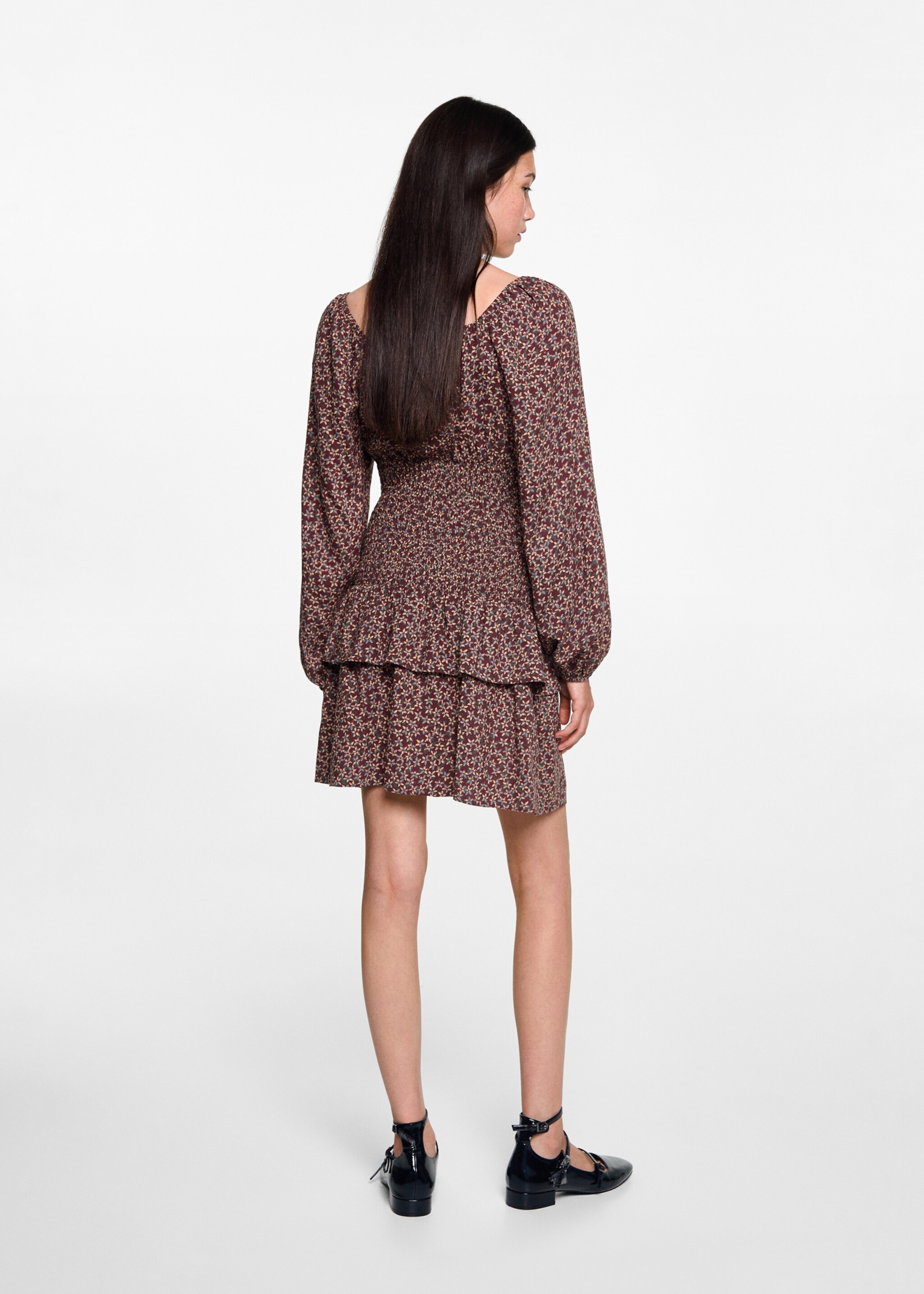 Vestido floral folhos - Verso do artigo, Bordeaux. Ref: 77055987-00.