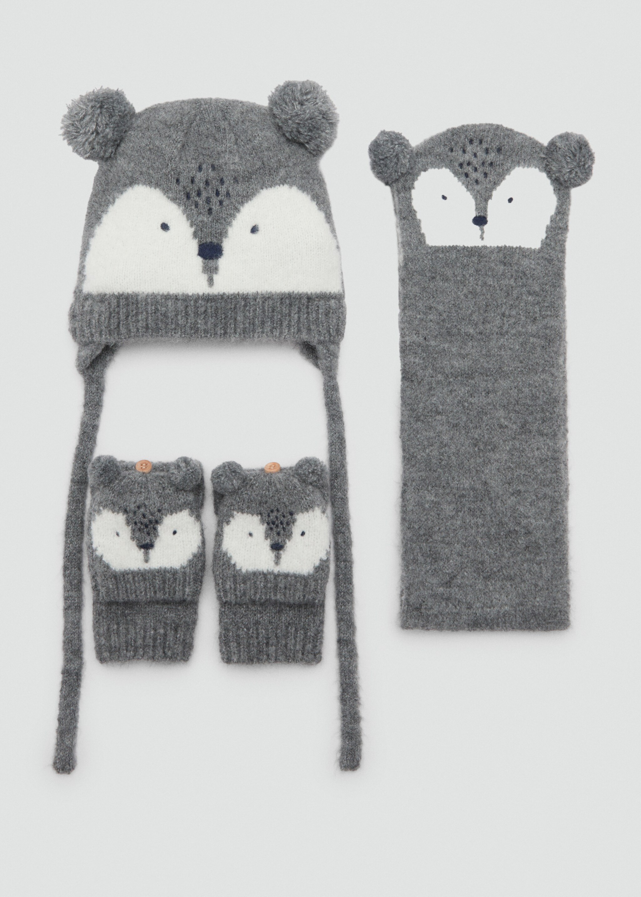 Raccoon gloves - Details of the article 1, Grey. Ref: 77055991-00.
