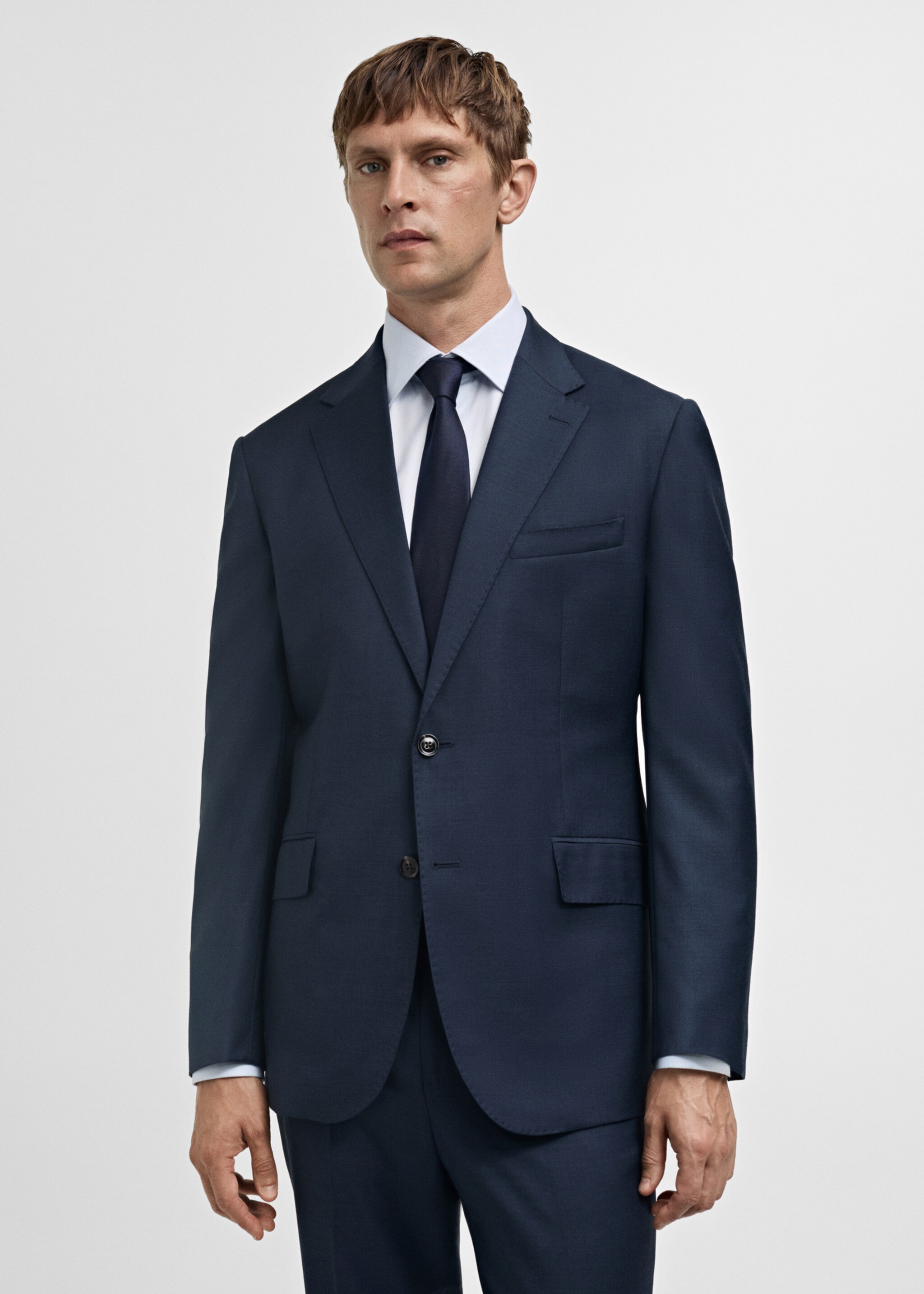 Marynarka garniturowa Venice z 100% wełny dziewiczej - Plan średni, Ciemnogranatowy. Ref: 77056005-00.