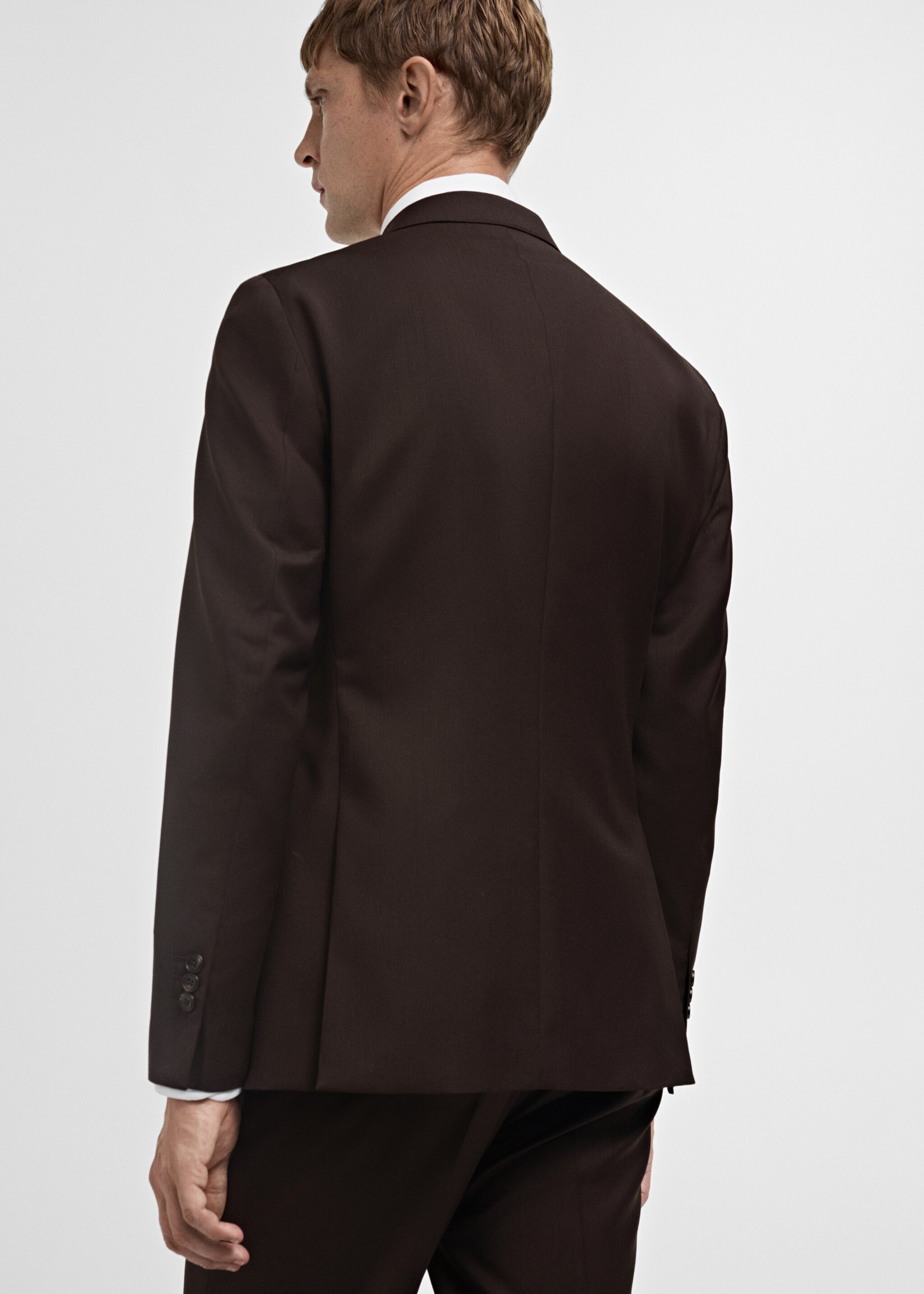 Venice 100% virgin wool suit jacket - Reverse of the article, Brown. Ref: 77056007-00.