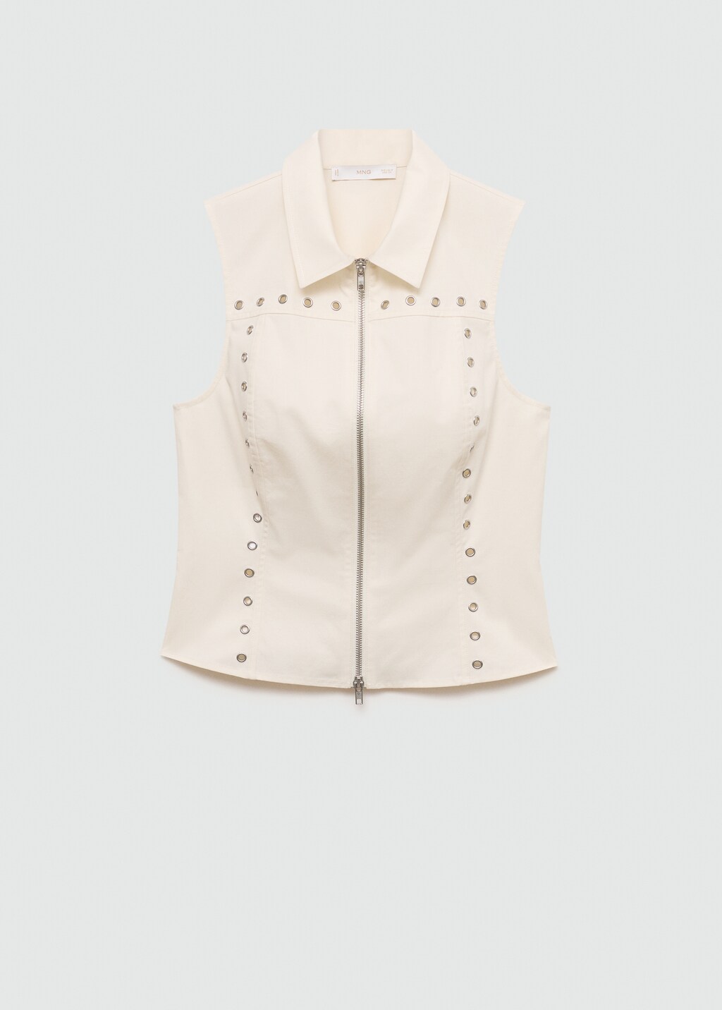 Studded top with zip - Women | MANGO OUTLET USA
