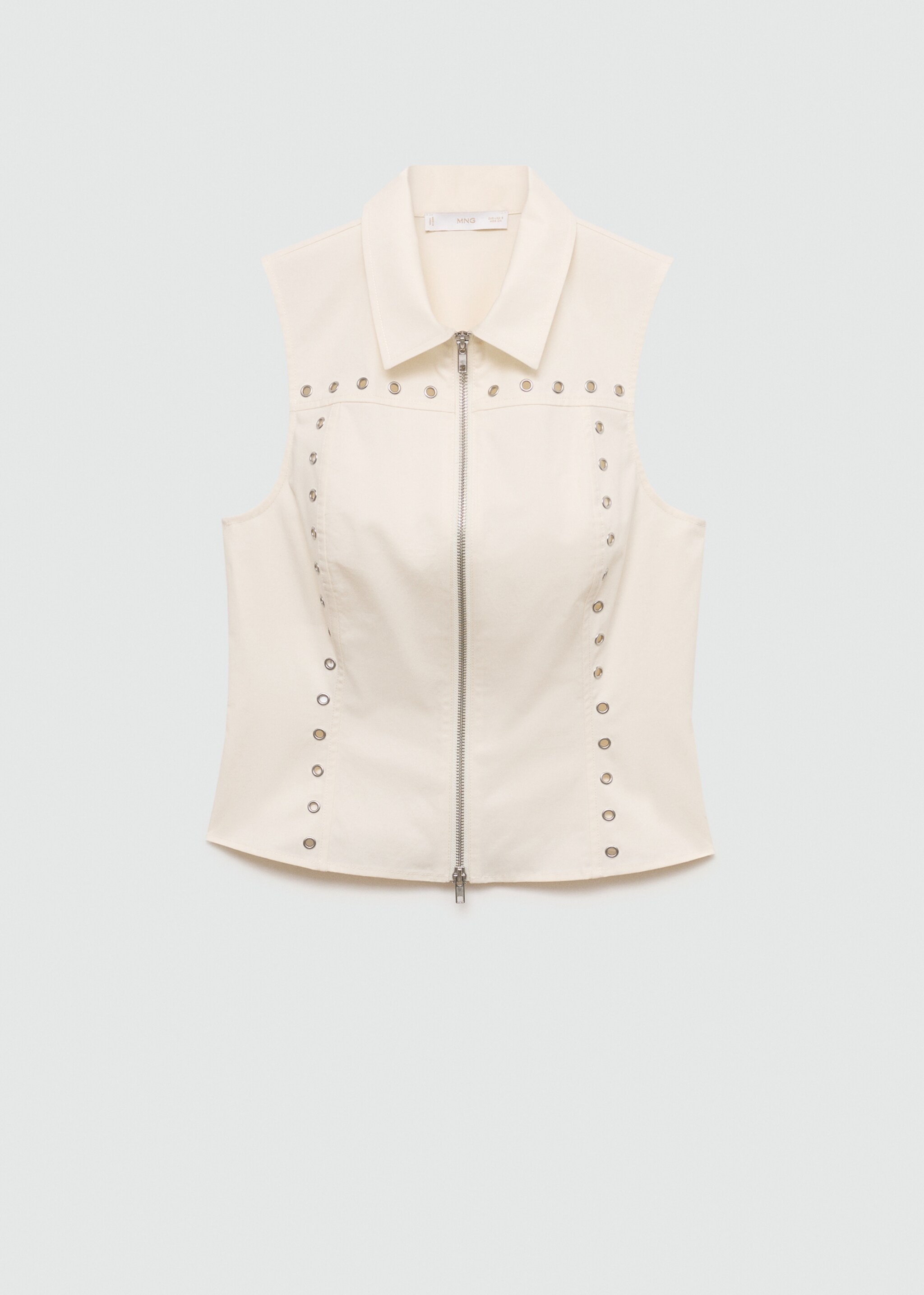 Top zippé à studs - Article sans modèle, Blanc cassé. Ref: 77056348-00.