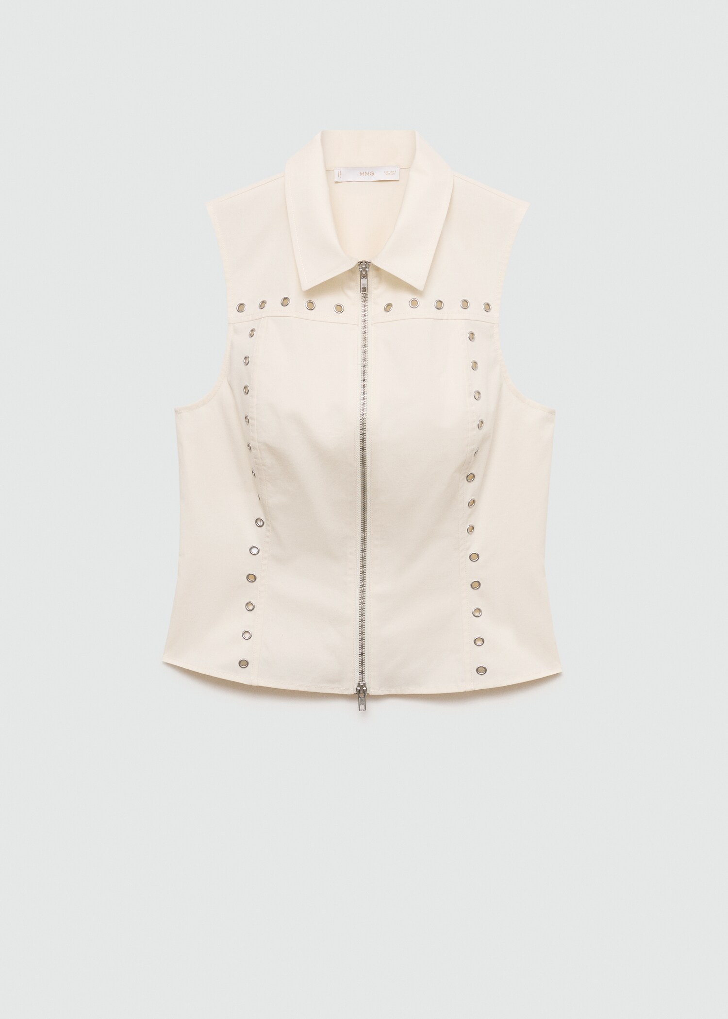 Top com fecho de correr e tachas - Artigo sem modelo