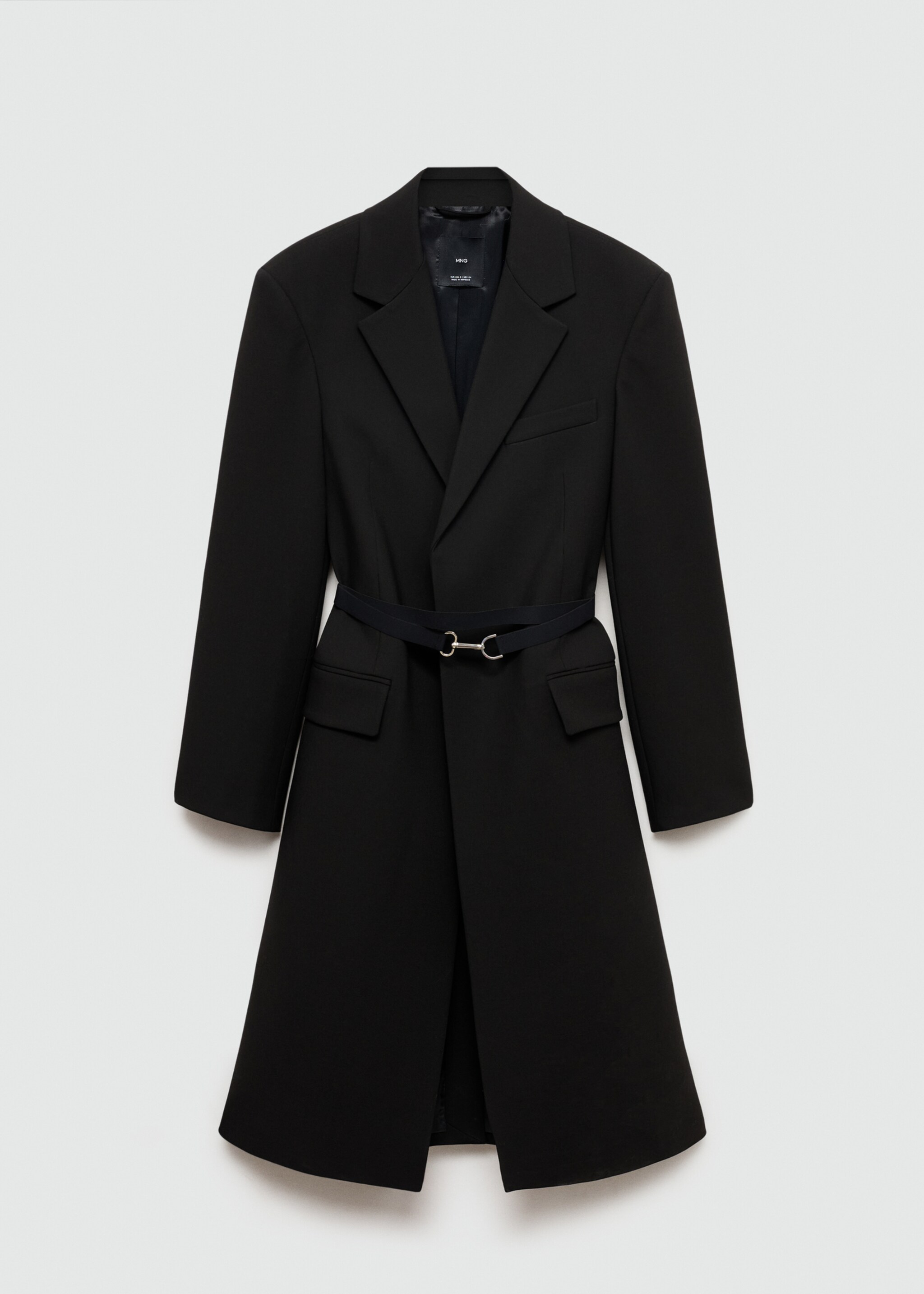 Παλτό αυστηρή γραμμή διπλό ύφασμα ζώνη - Προϊόν χωρίς μοντέλο, Μαύρο. Ref: 77056358-00.