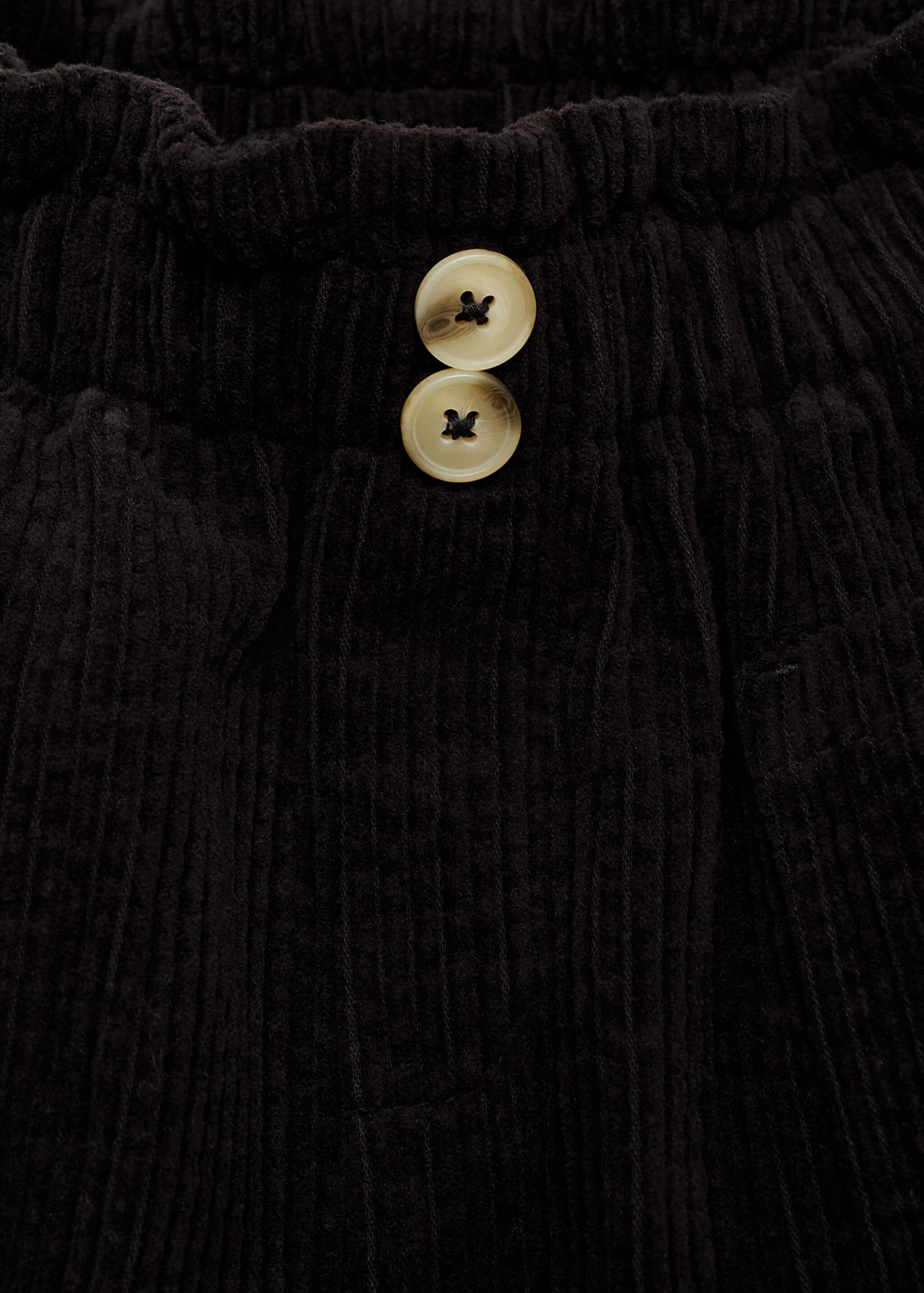Corduroy paper bag shorts - Details of the article 8, Black. Ref: 77056724-00.