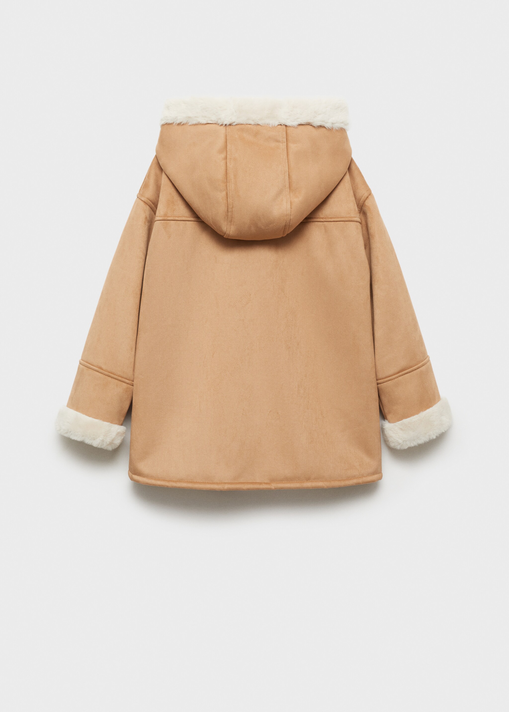 Fur and suede-effect coat - Reverse of the article, Medium Brown. Ref: 77056725-00.