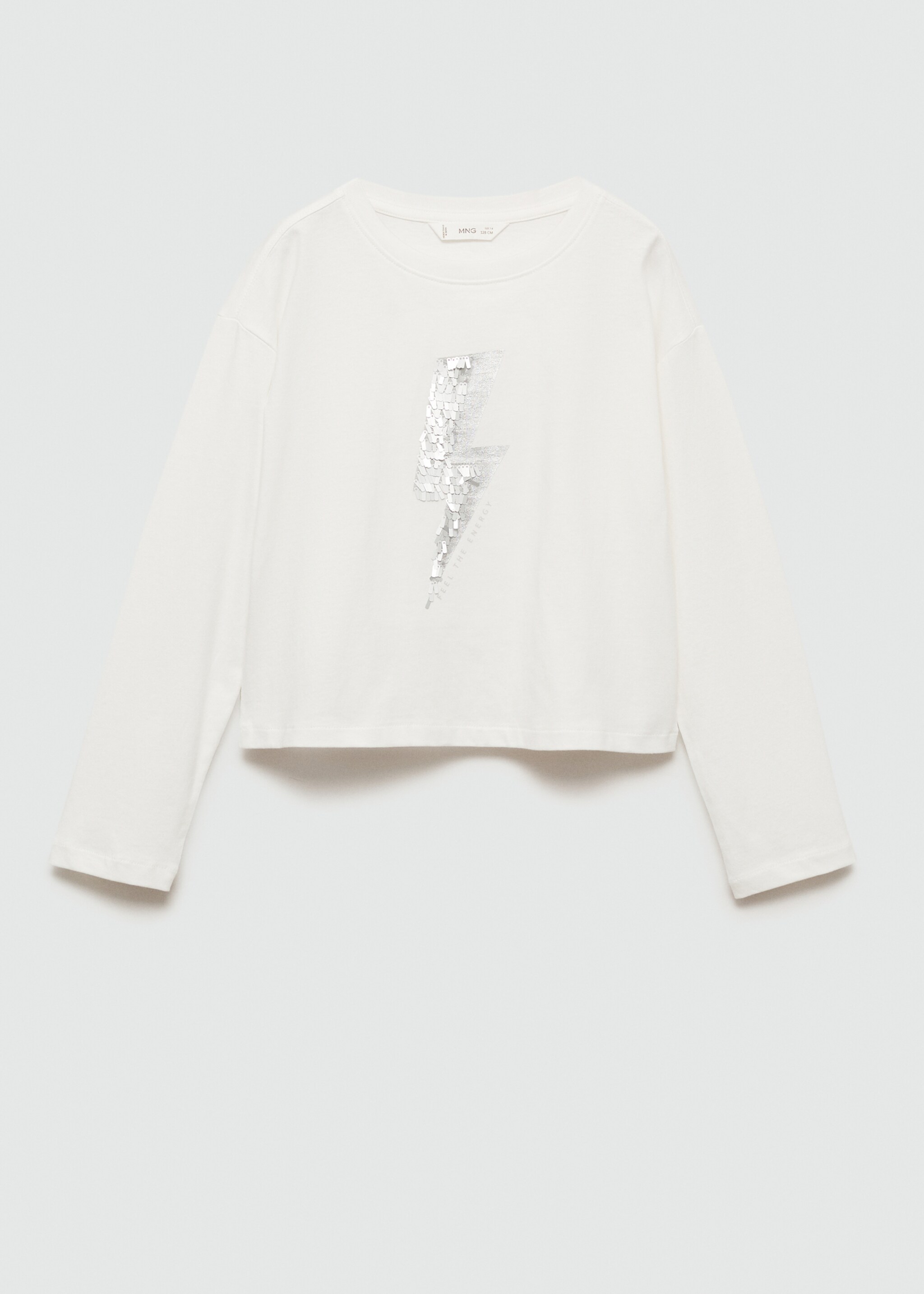 T-shirt imprimé paillettes - Article sans modèle, Blanc cassé. Ref: 77056728-00.
