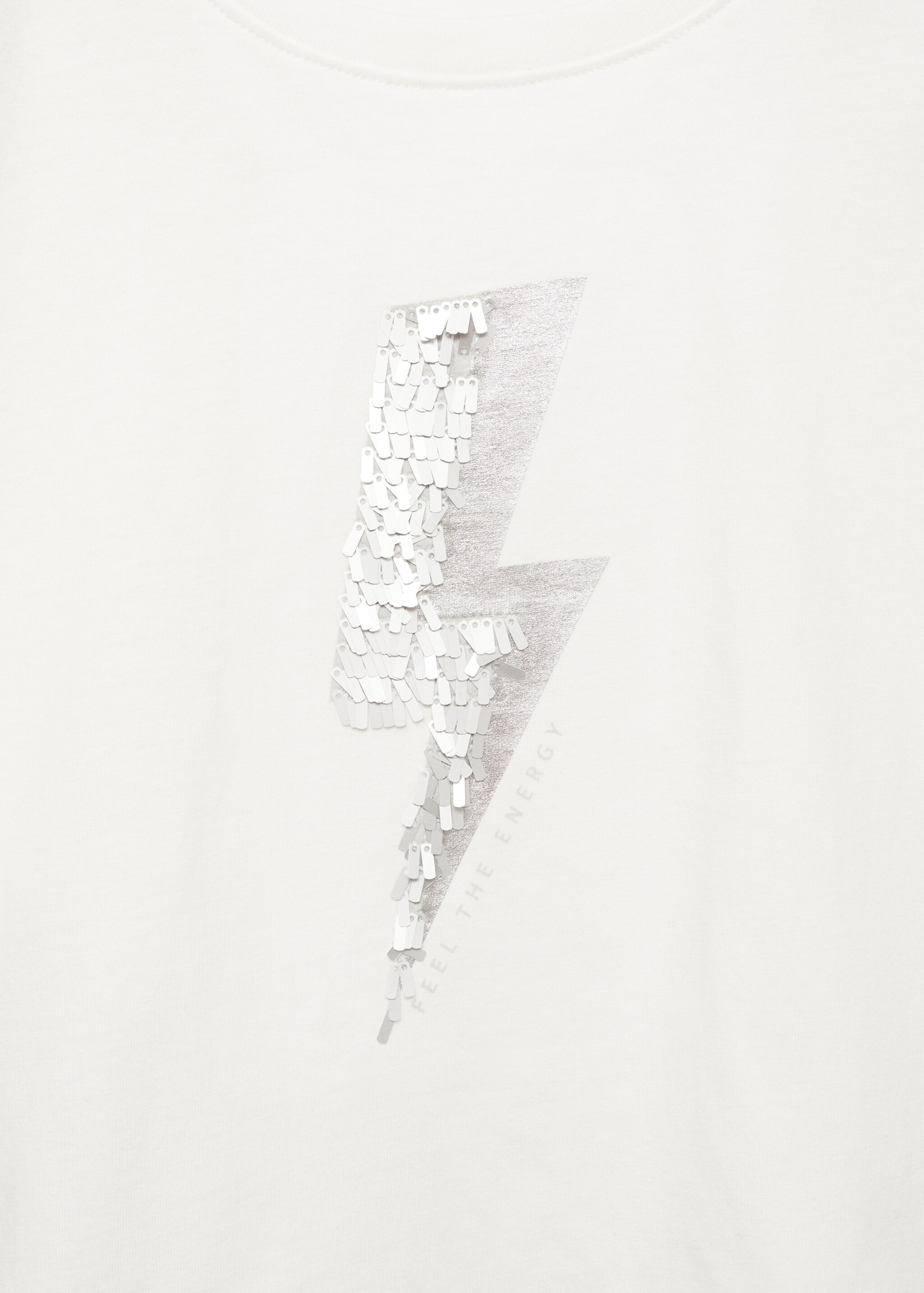 T-shirt imprimé paillettes - Détail de l'article 0, Blanc cassé. Ref: 77056728-00.