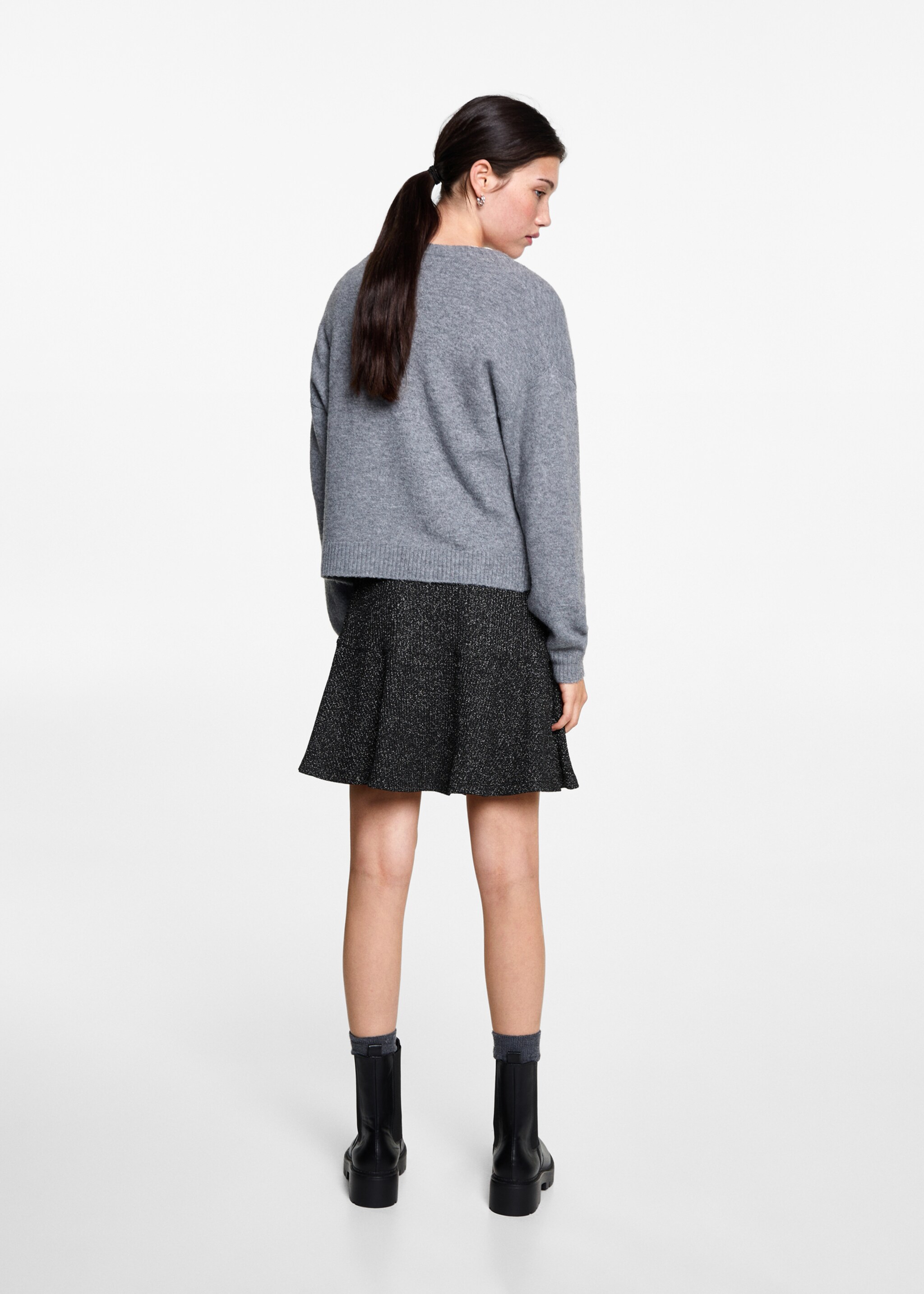 Lurex knitted skirt - Reverse of the article, Black. Ref: 77056736-00.