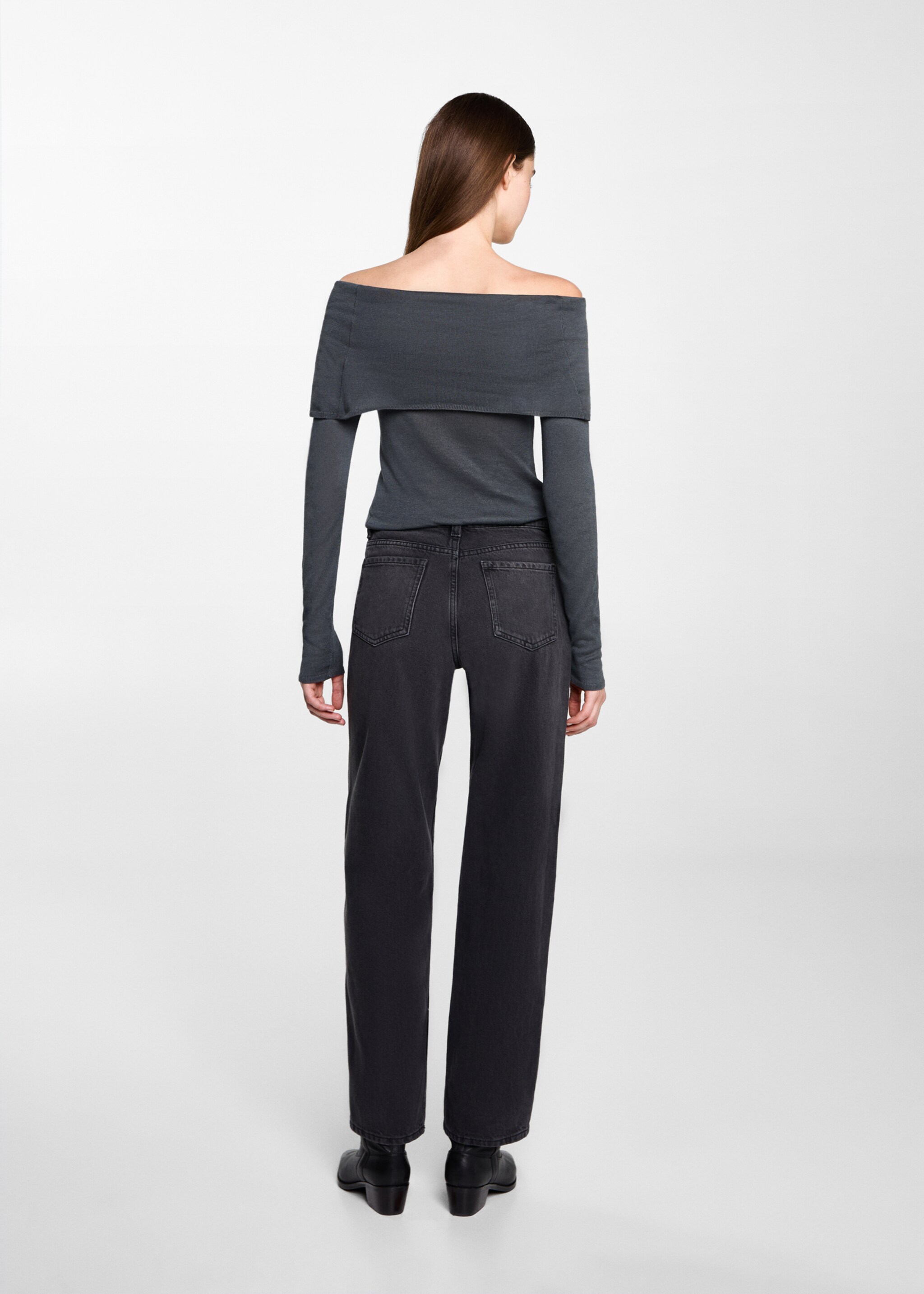 Off shoulders sweater - Reverse of the article, Charcoal. Ref: 77056738-00.