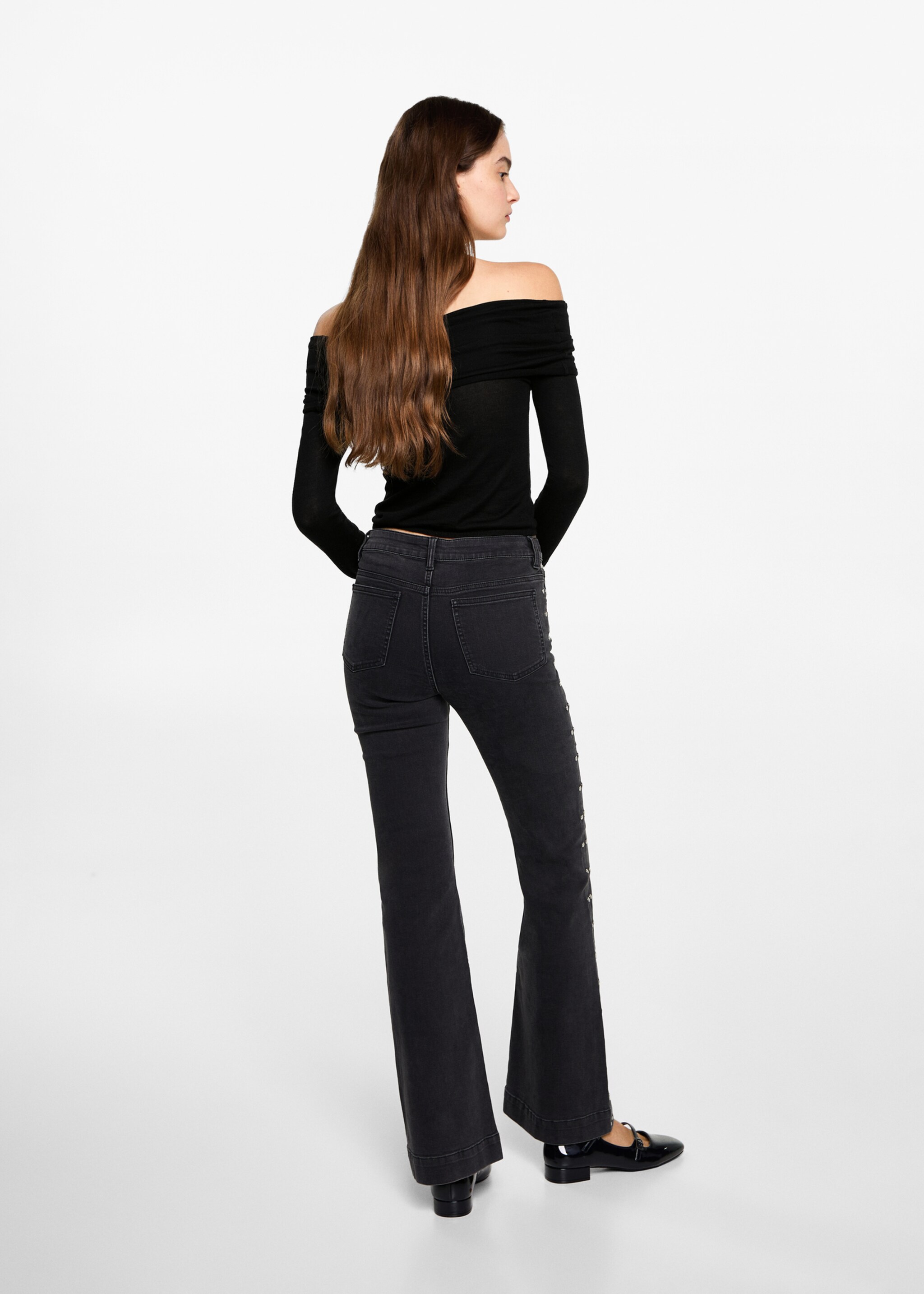 Off shoulders sweater - Reverse of the article, Black. Ref: 77056738-00.