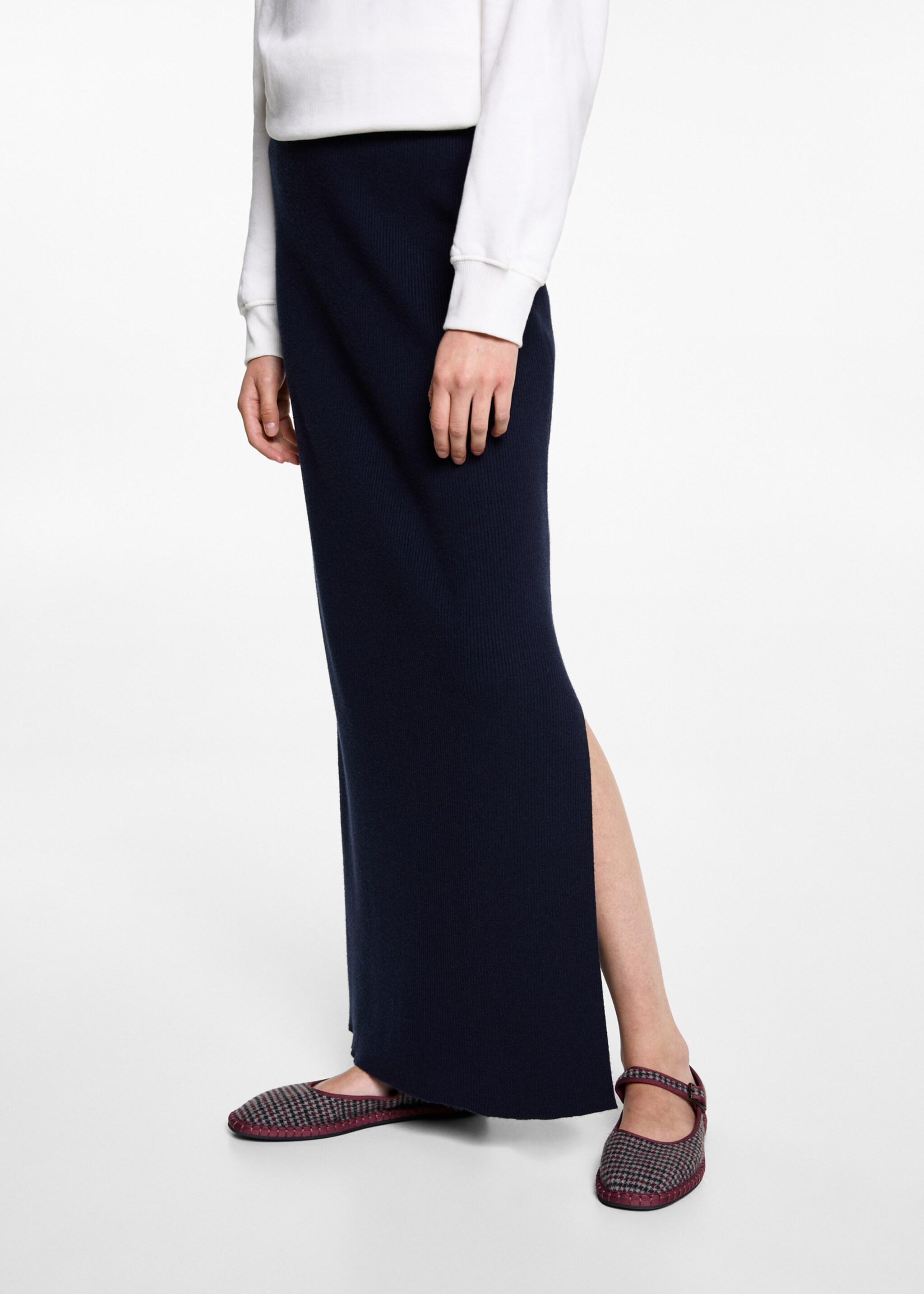 Cable knit skirt - Medium plane, Dark Navy. Ref: 77056744-00.