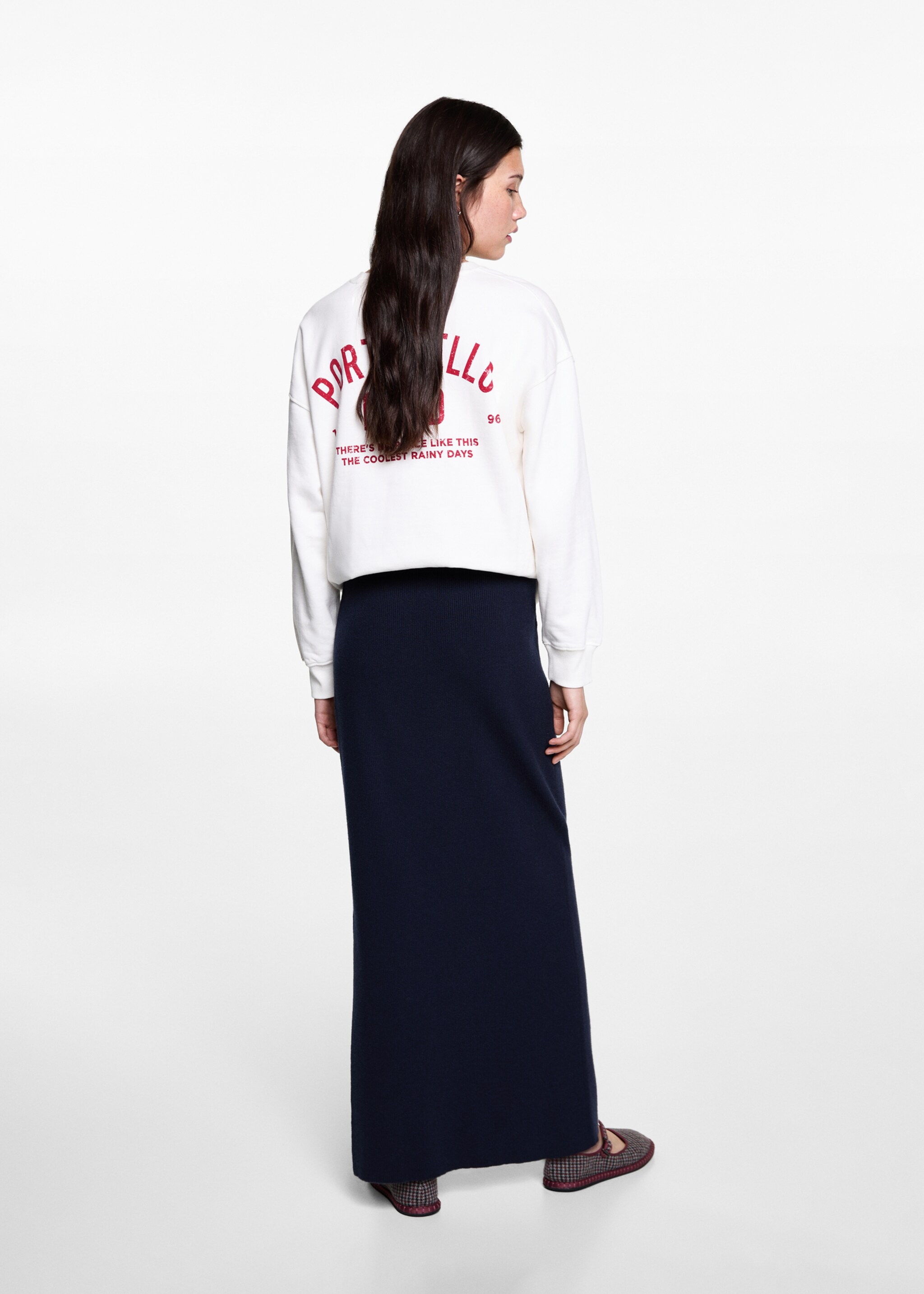 Cable knit skirt - Reverse of the article, Dark Navy. Ref: 77056744-00.