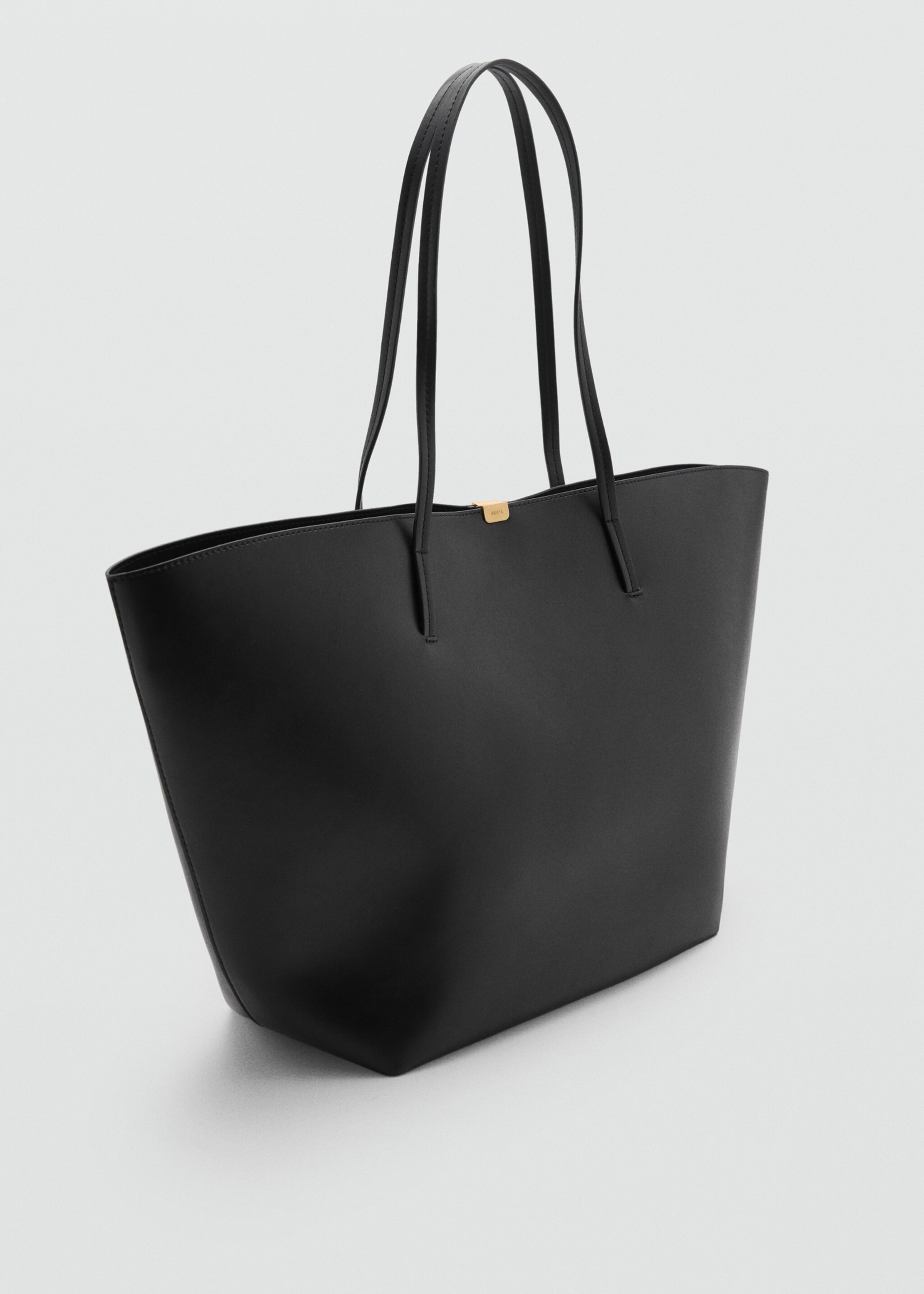Shopper bag with metallic detail - Medium plane, Black. Ref: 77056746-00.