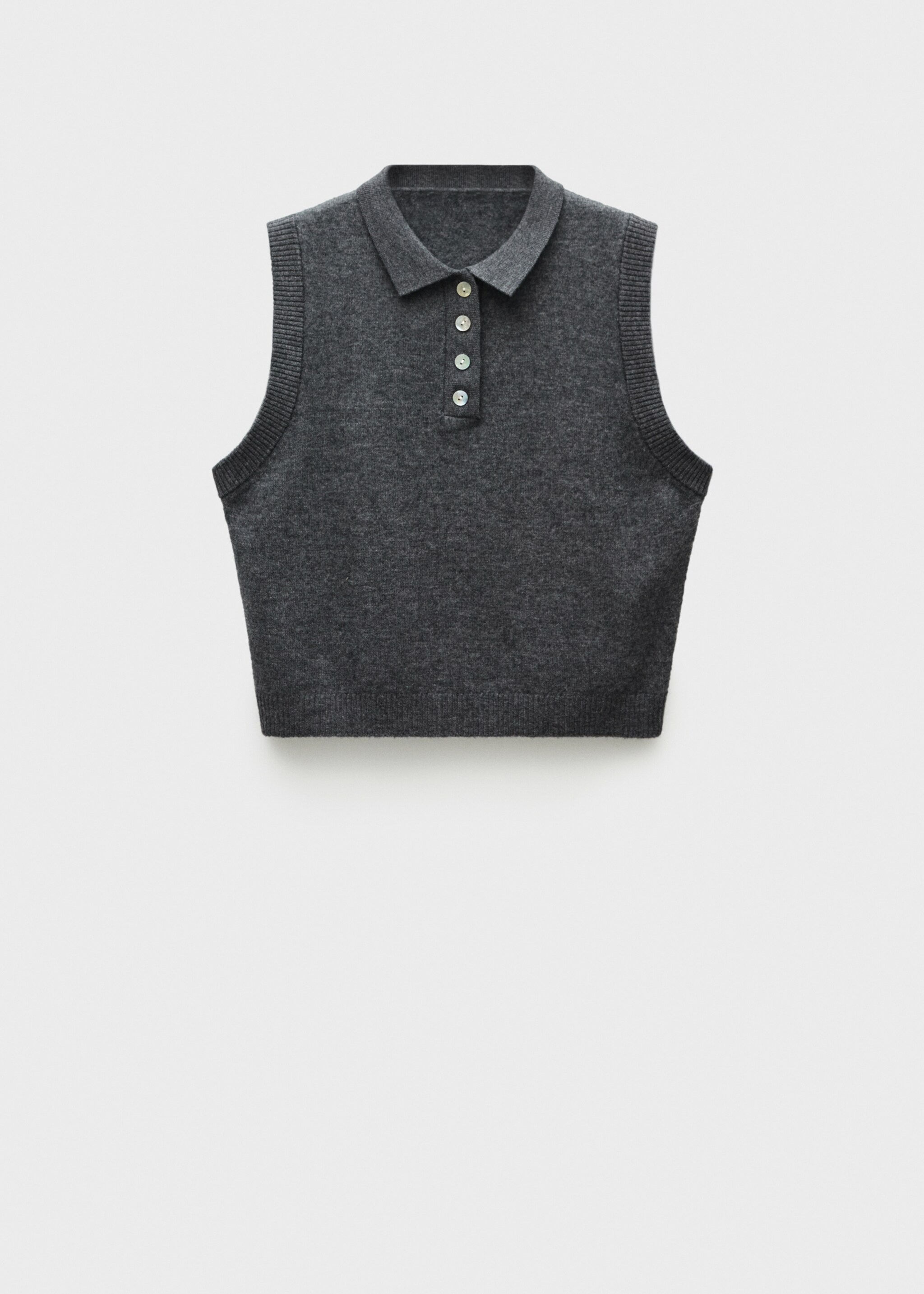 Wool-blend gilet with buttons - Article without model, Dark Heather Grey. Ref: 77056747-00.