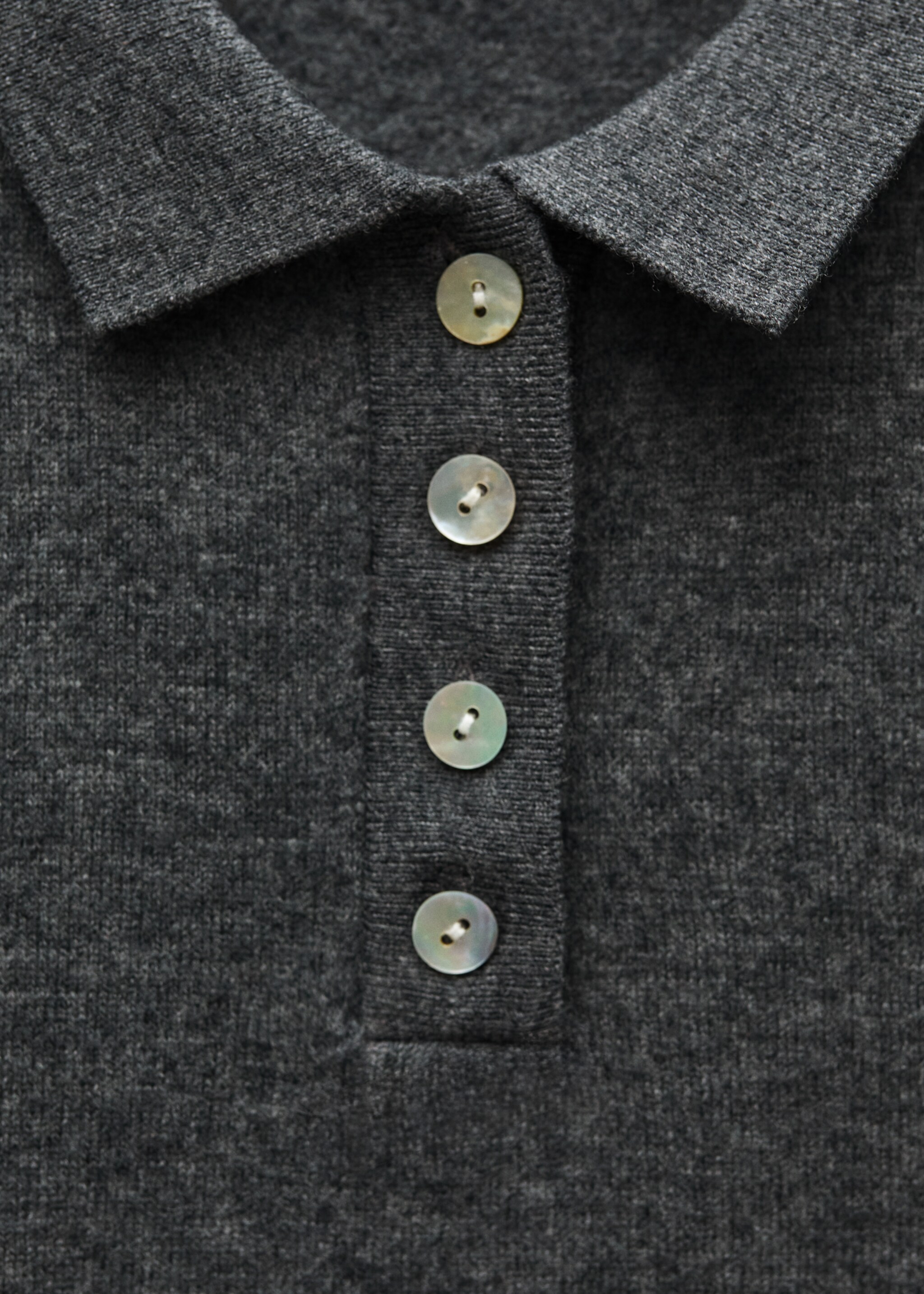 Wool-blend gilet with buttons - Details of the article 0, Dark Heather Grey. Ref: 77056747-00.