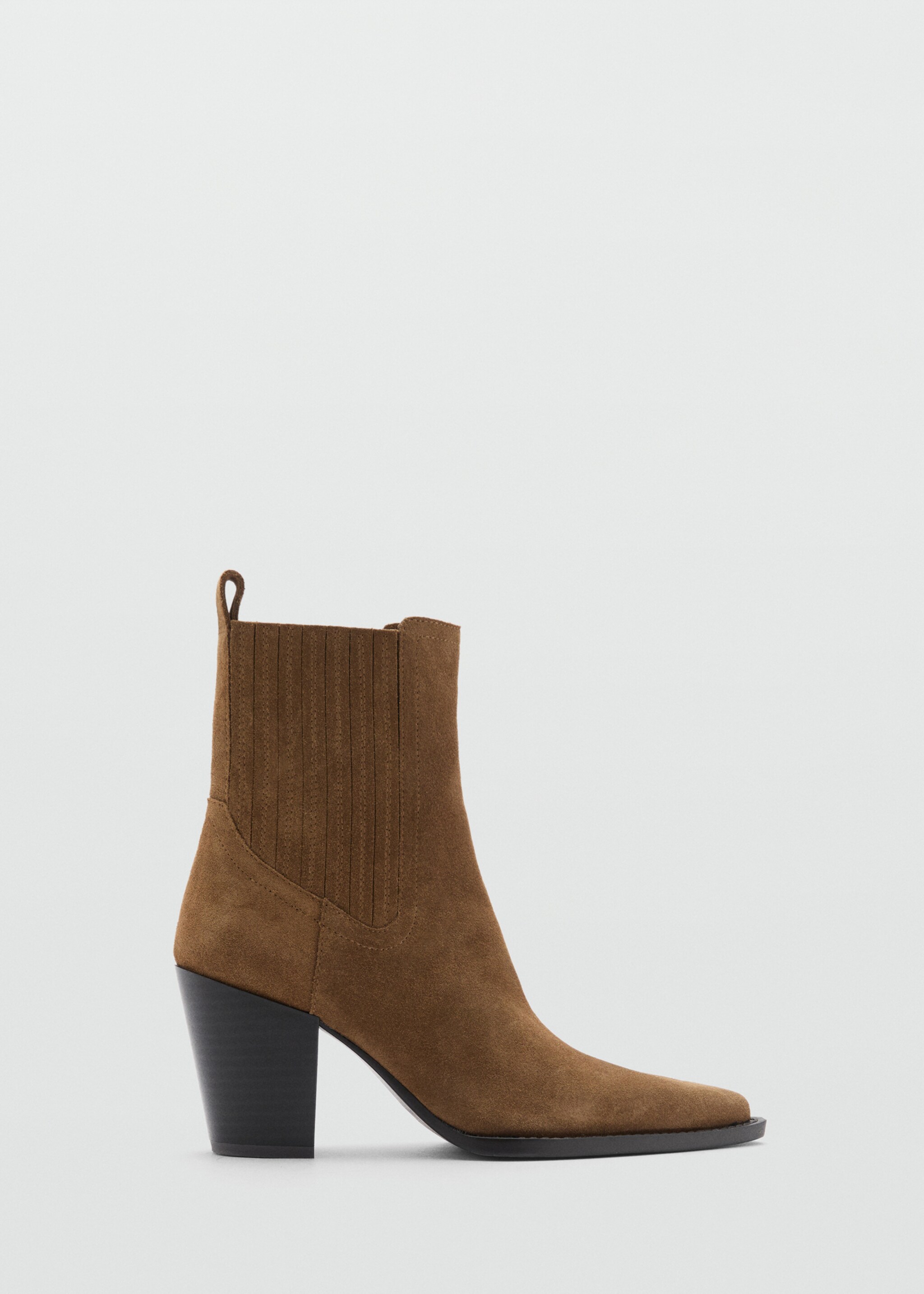 Suede block-heel boots - Article without model, Tobacco Brown. Ref: 77056753-00.