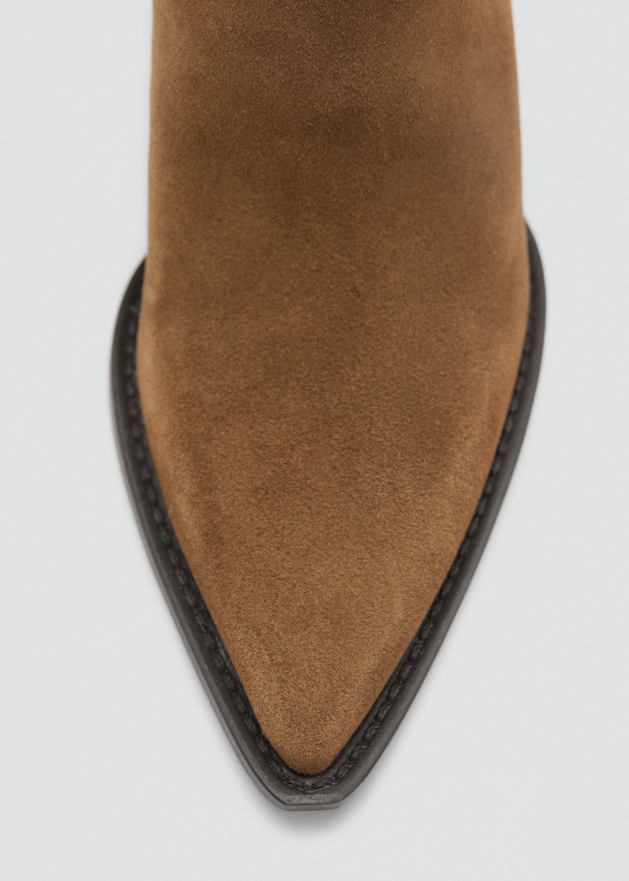 Suede block-heel boots - Details of the article 1, Tobacco Brown. Ref: 77056753-00.