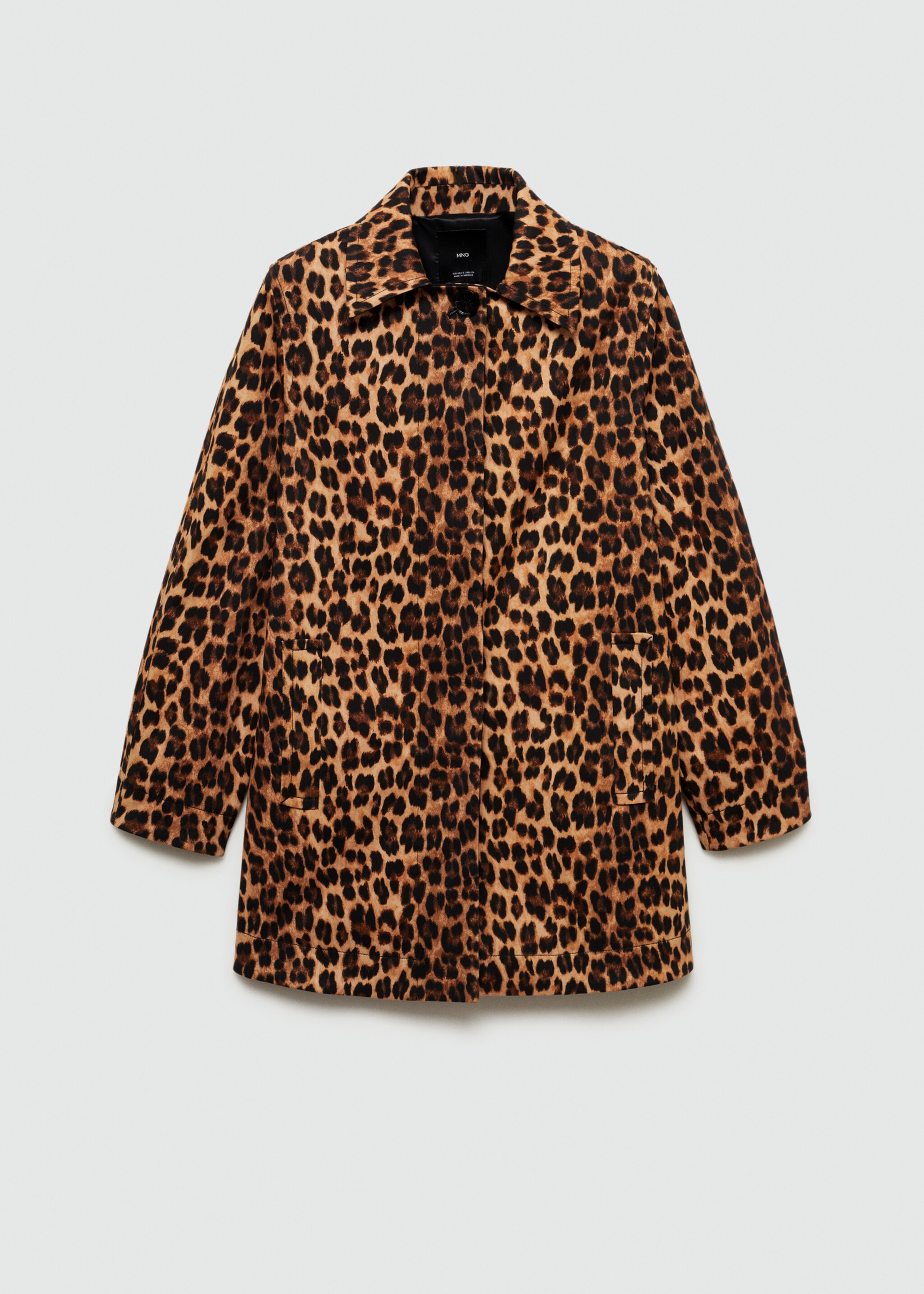 Leopard-print straight-fit coat - Article without model, Brown. Ref: 77056754-00.