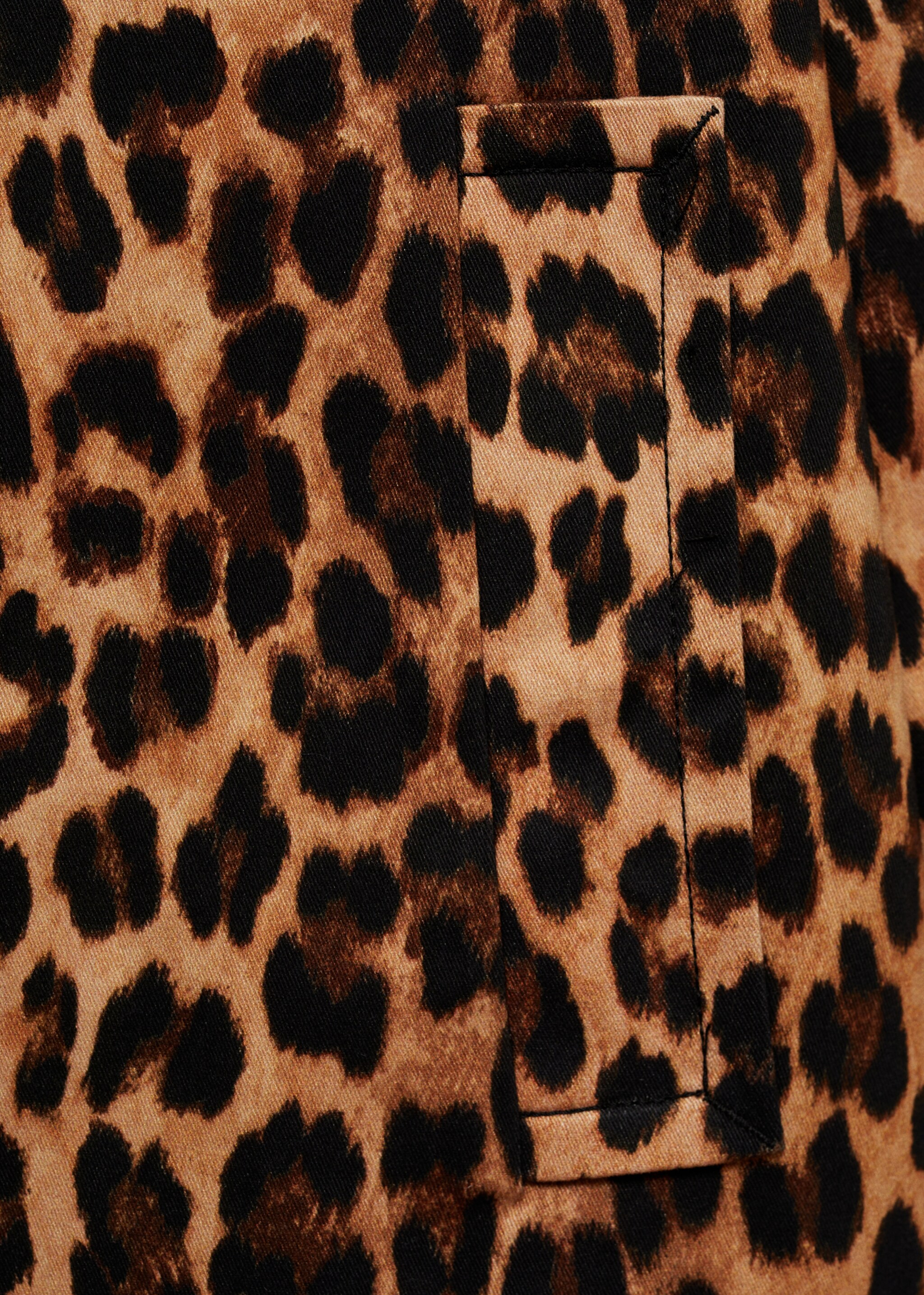 Leopard-print straight-fit coat - Details of the article 0, Brown. Ref: 77056754-00.