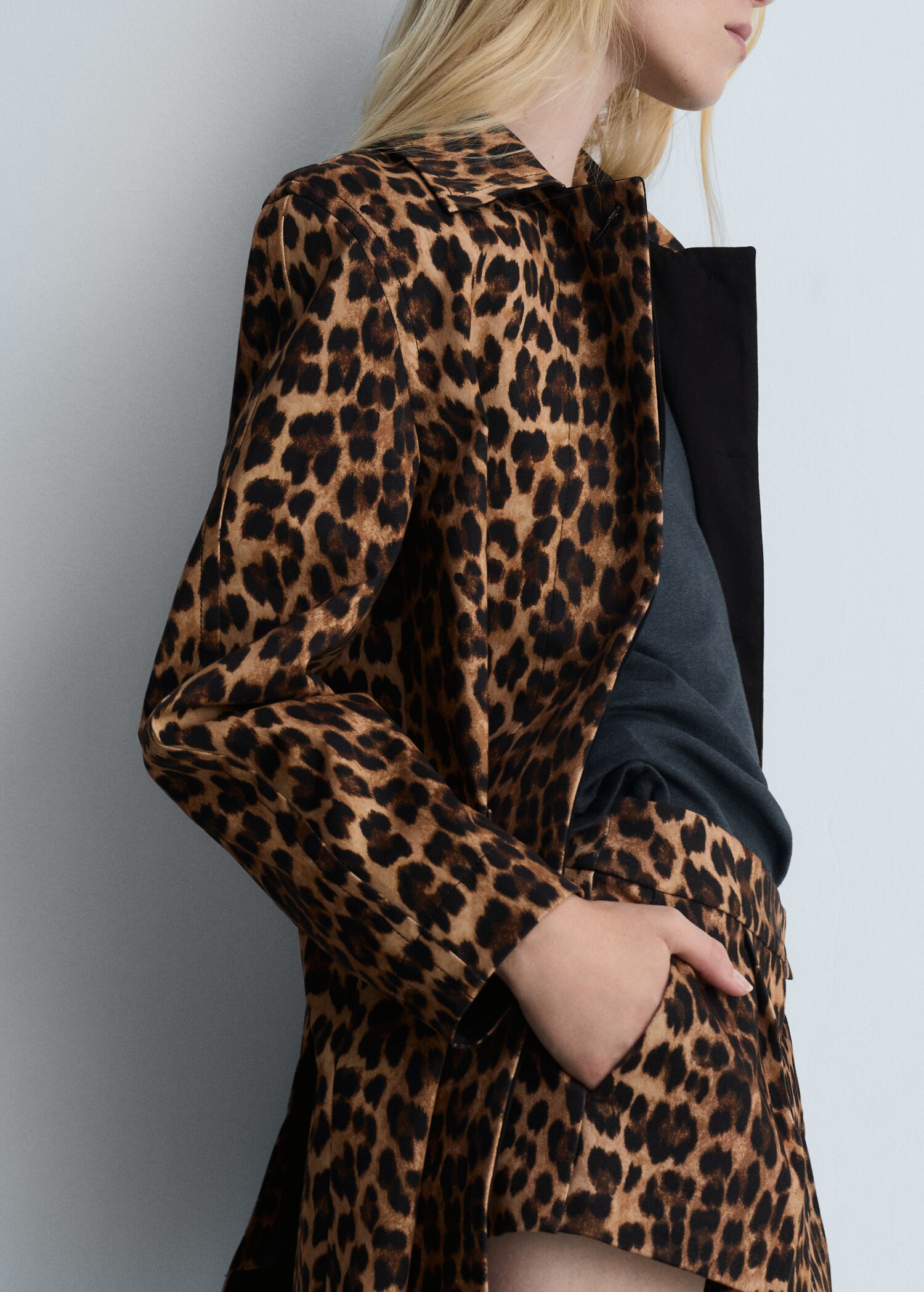Leopard-print straight-fit coat - Détail de l'article 6
